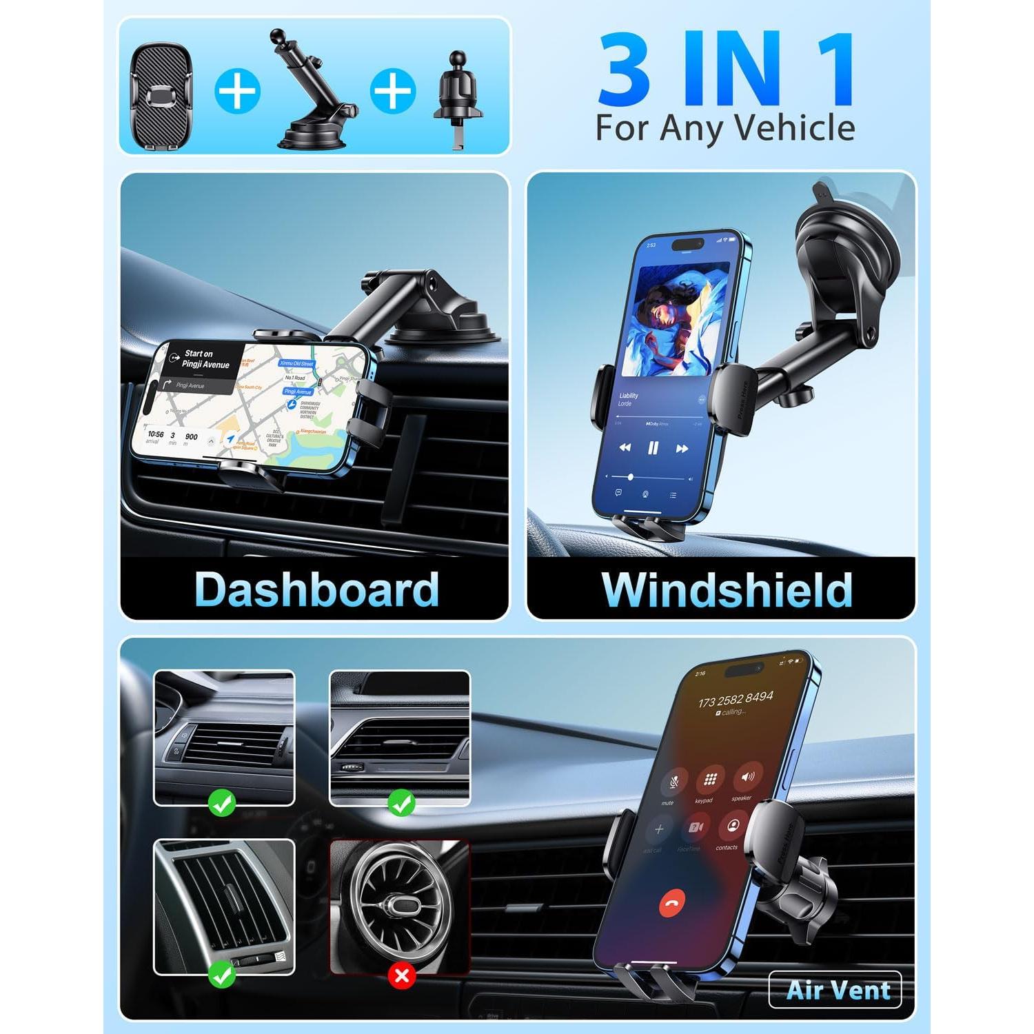 Soporte para Teléfono de Coche FESIYOYE 360° Ajustable