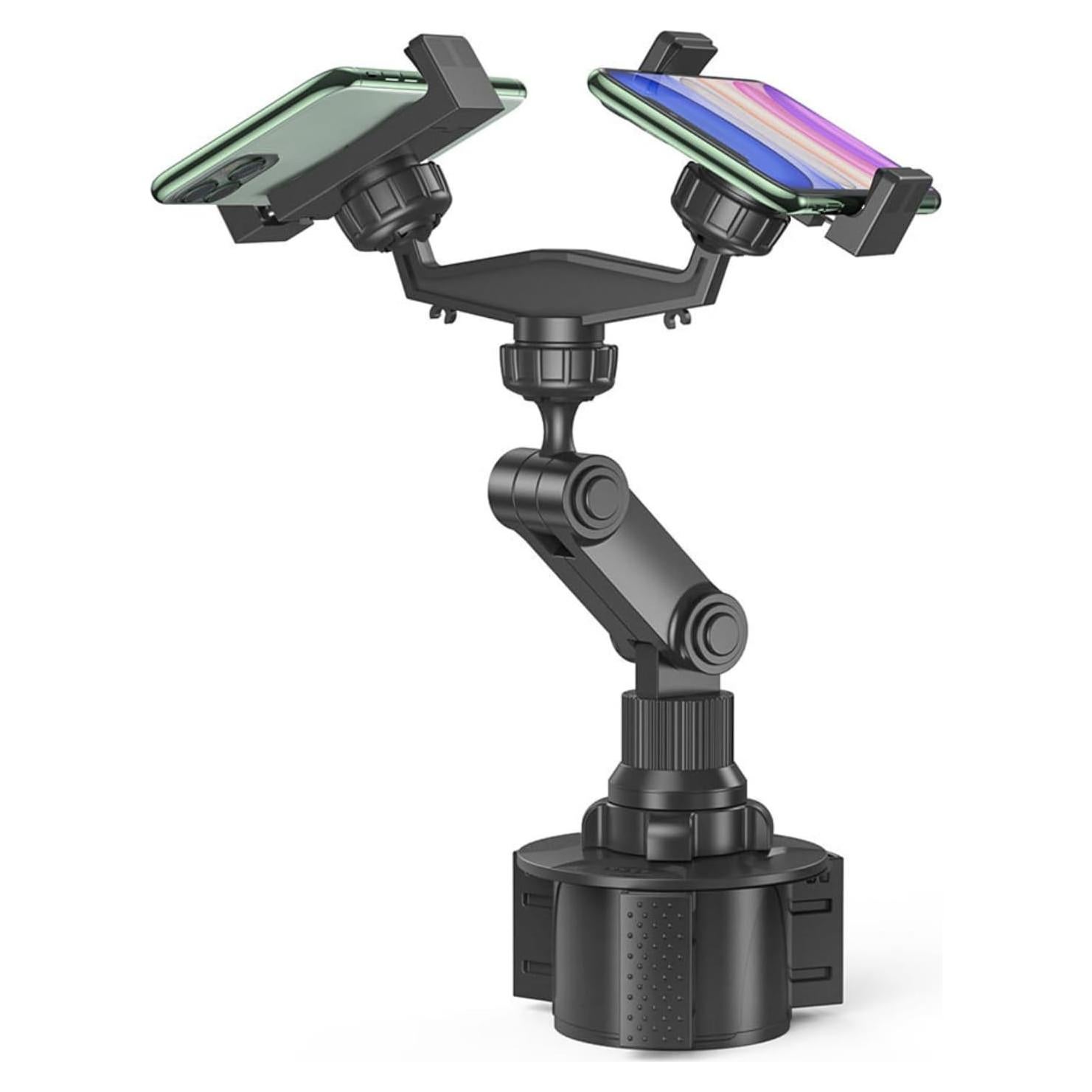 Diyeeni Dual Cup Phone Holder for Car, Universal Car Cup Phone Mount, with 360° Adjustable Holder, Cell Phone Automobile for 7 8 11 12 13 for Pro for XS for