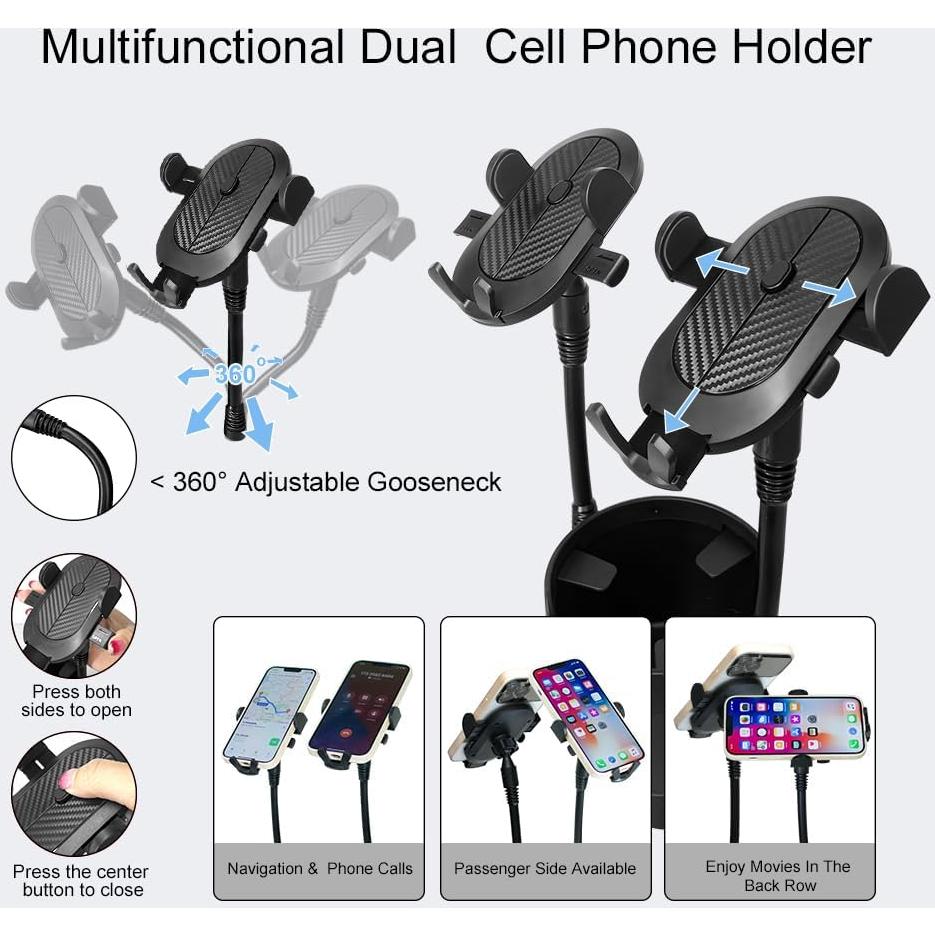 Soporte de teléfono de doble taza JINKEY GT10090 ajustable