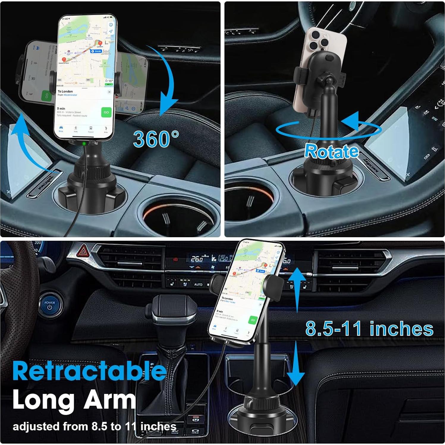 Cargador Inalámbrico para Auto DEGUM 15W Ajustable con Soporte