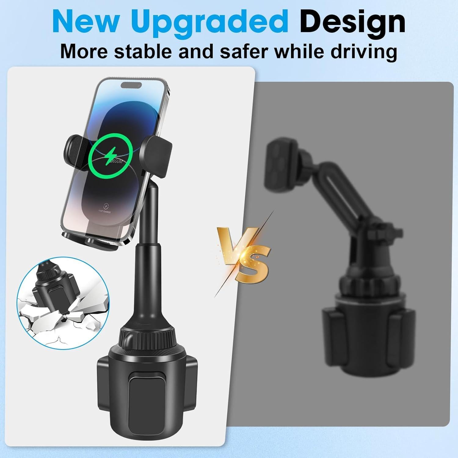 Cargador Inalámbrico para Auto DEGUM 15W Ajustable con Soporte