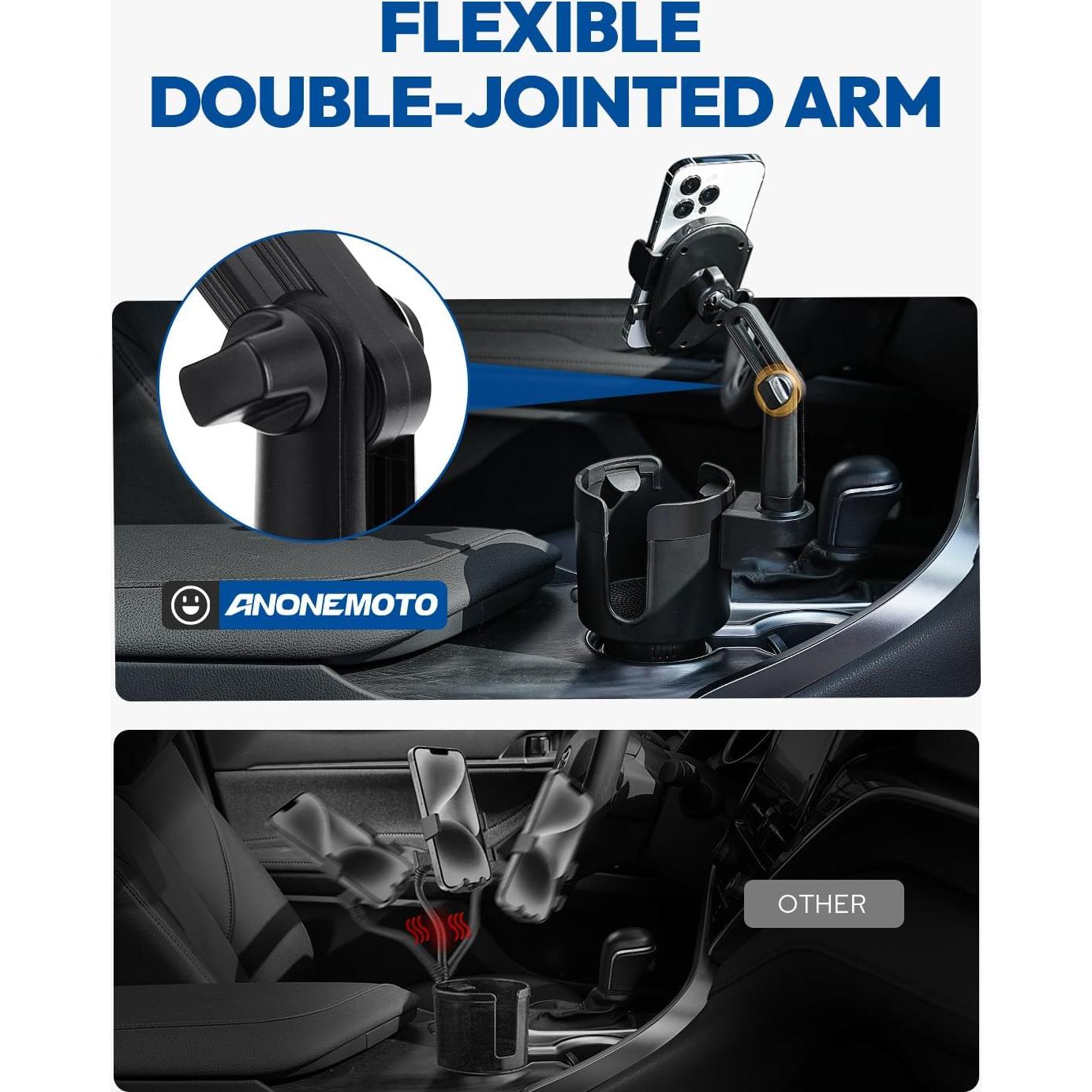 Soporte para teléfono móvil ANONEMOTO 2 en 1 con portavasos