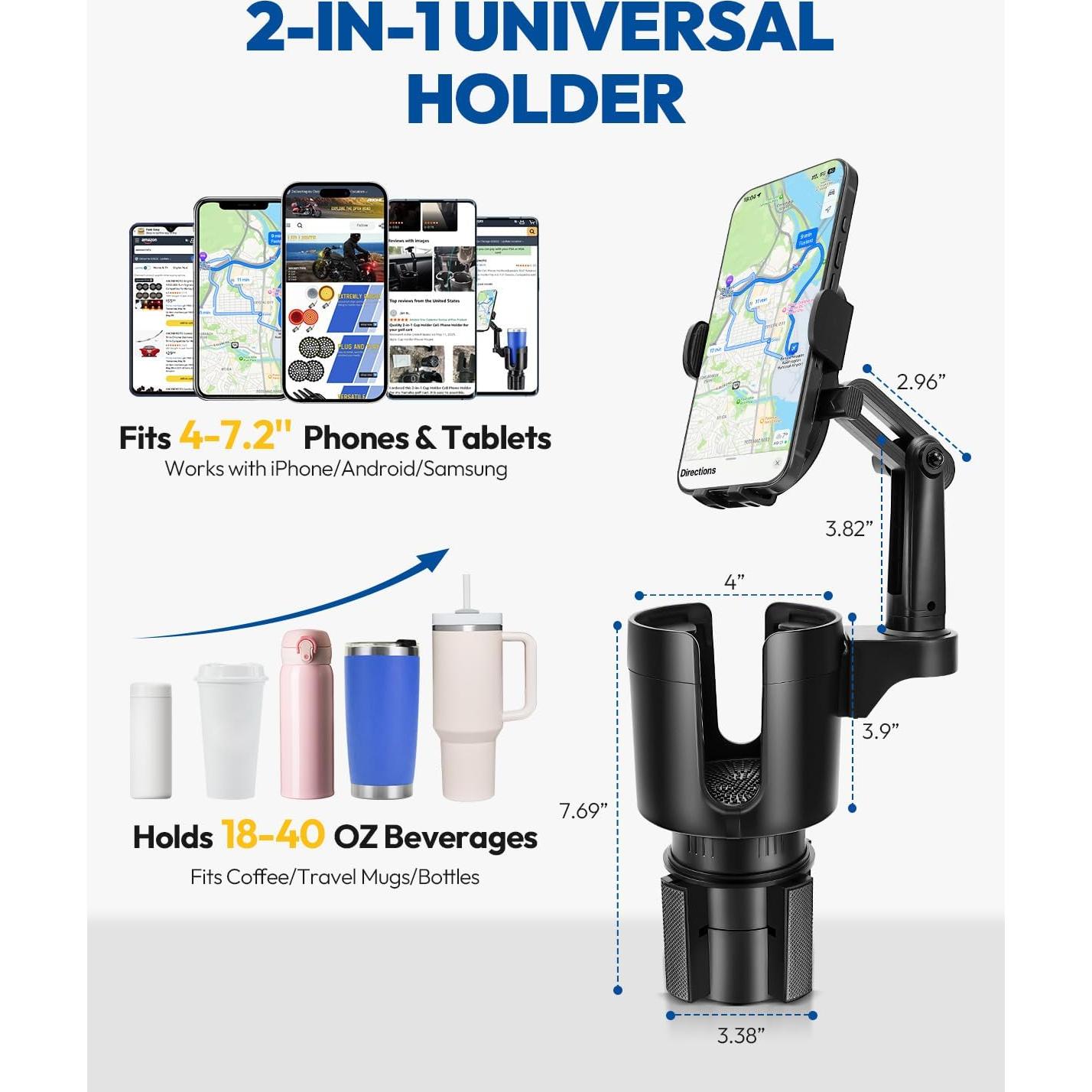 Soporte para teléfono móvil ANONEMOTO 2 en 1 con portavasos
