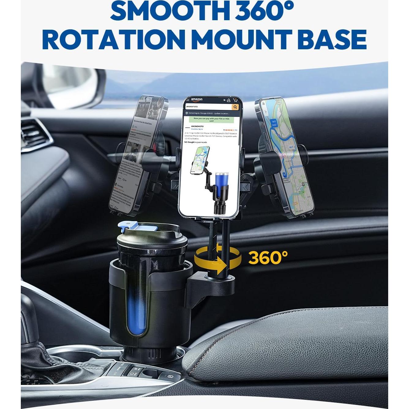 Soporte para teléfono móvil ANONEMOTO 2 en 1 con portavasos