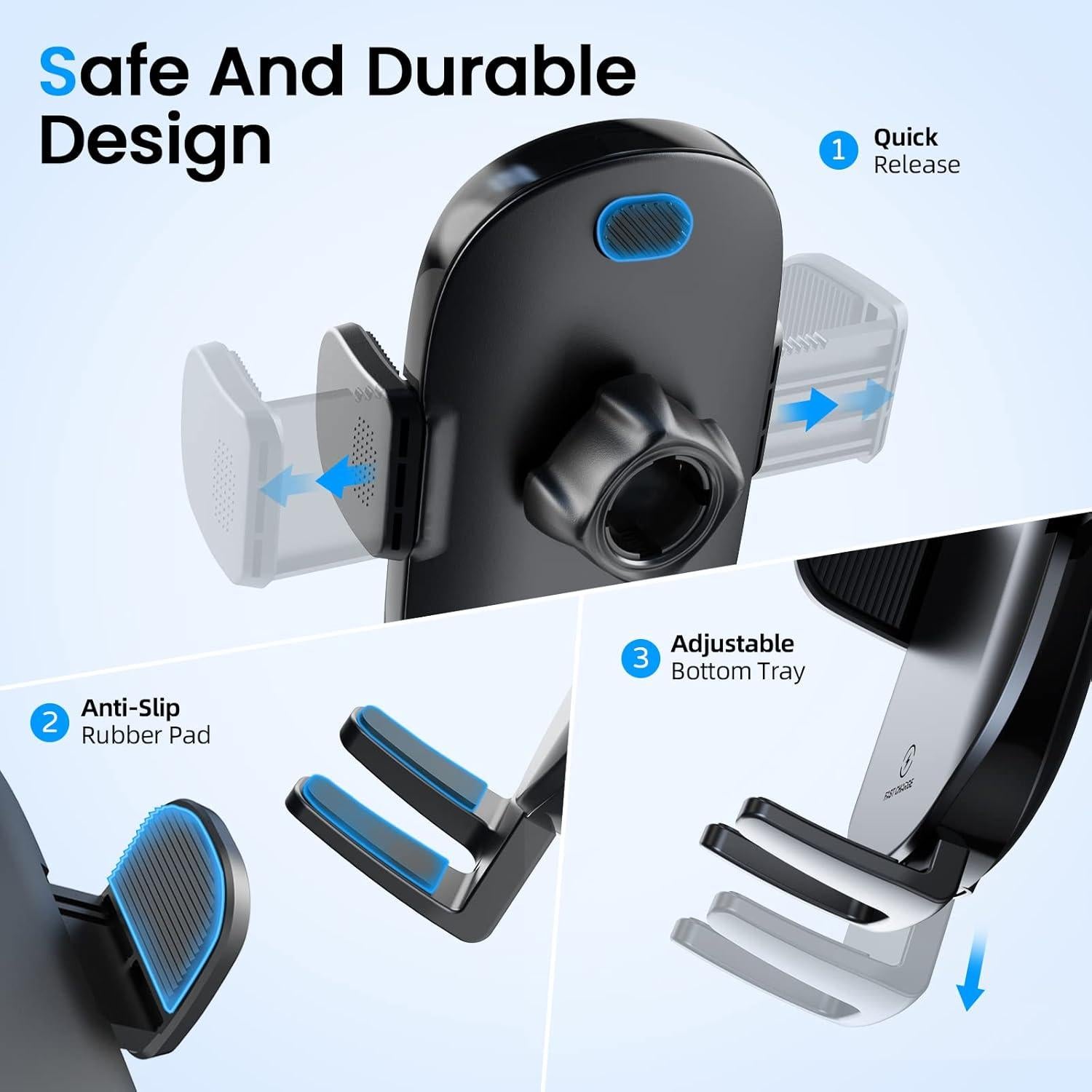Soporte para teléfono en taza APPS2Car con cargador Qi 15W