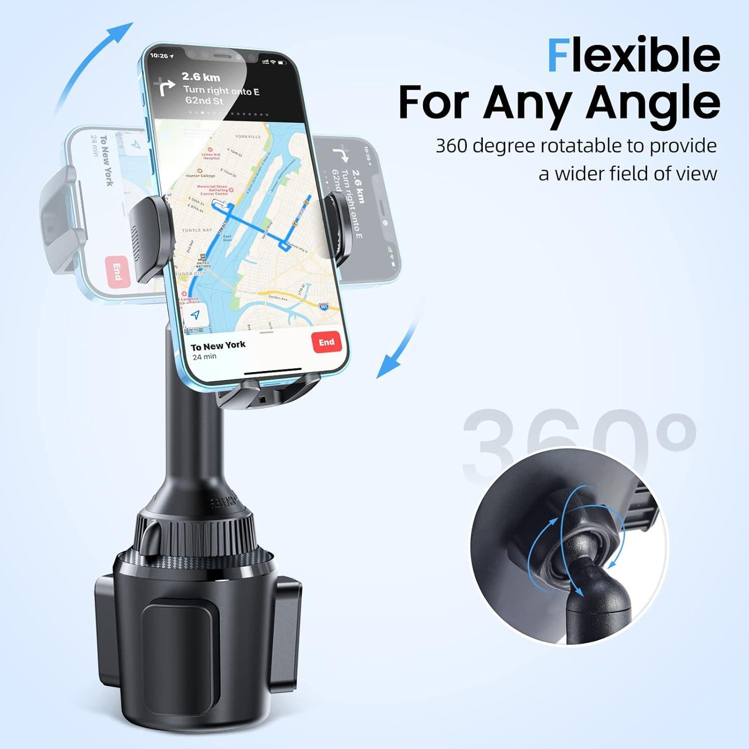 Soporte para teléfono en taza APPS2Car con cargador Qi 15W
