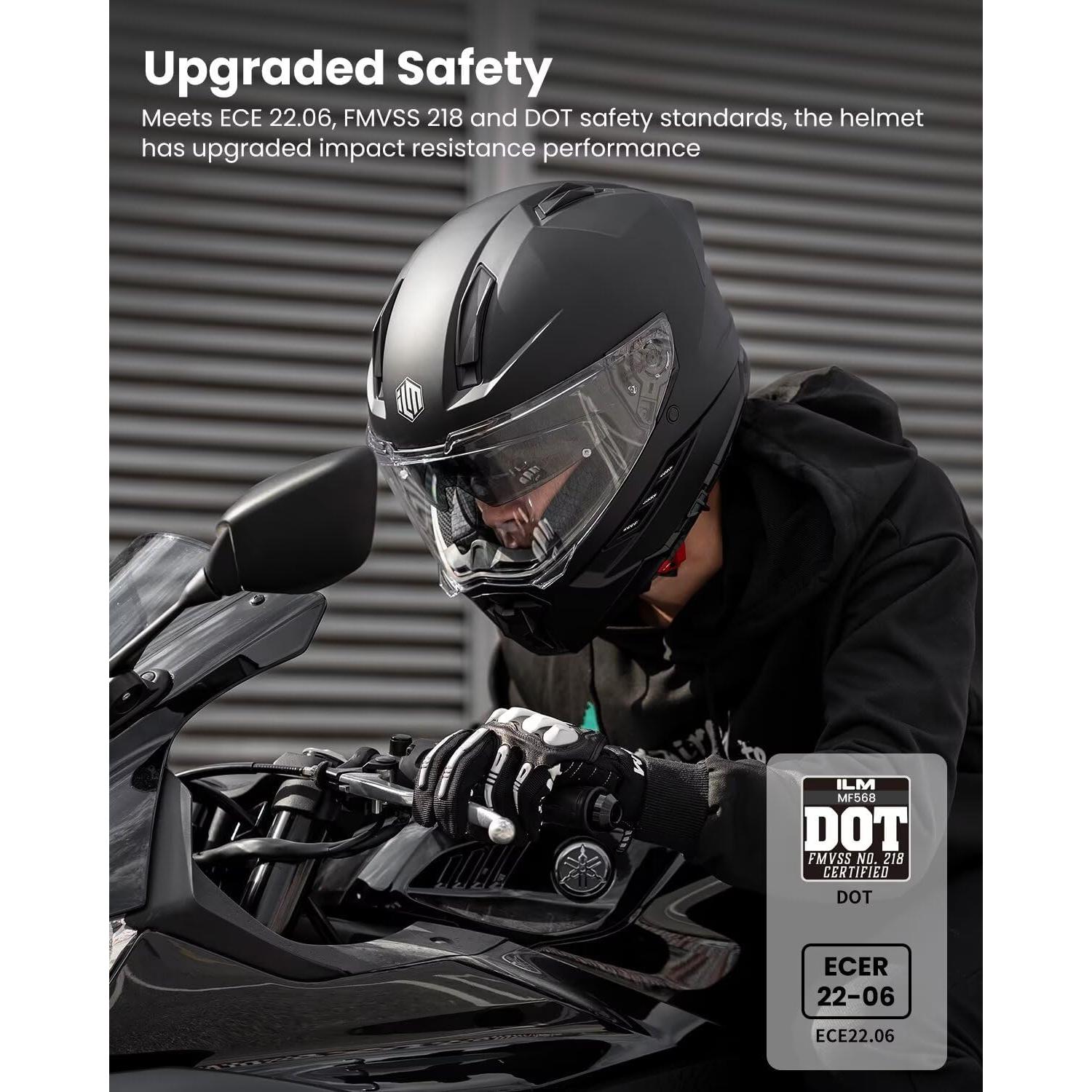 Casco Integral ILM MF568 Doble Visor Negro Mate 2.27kg