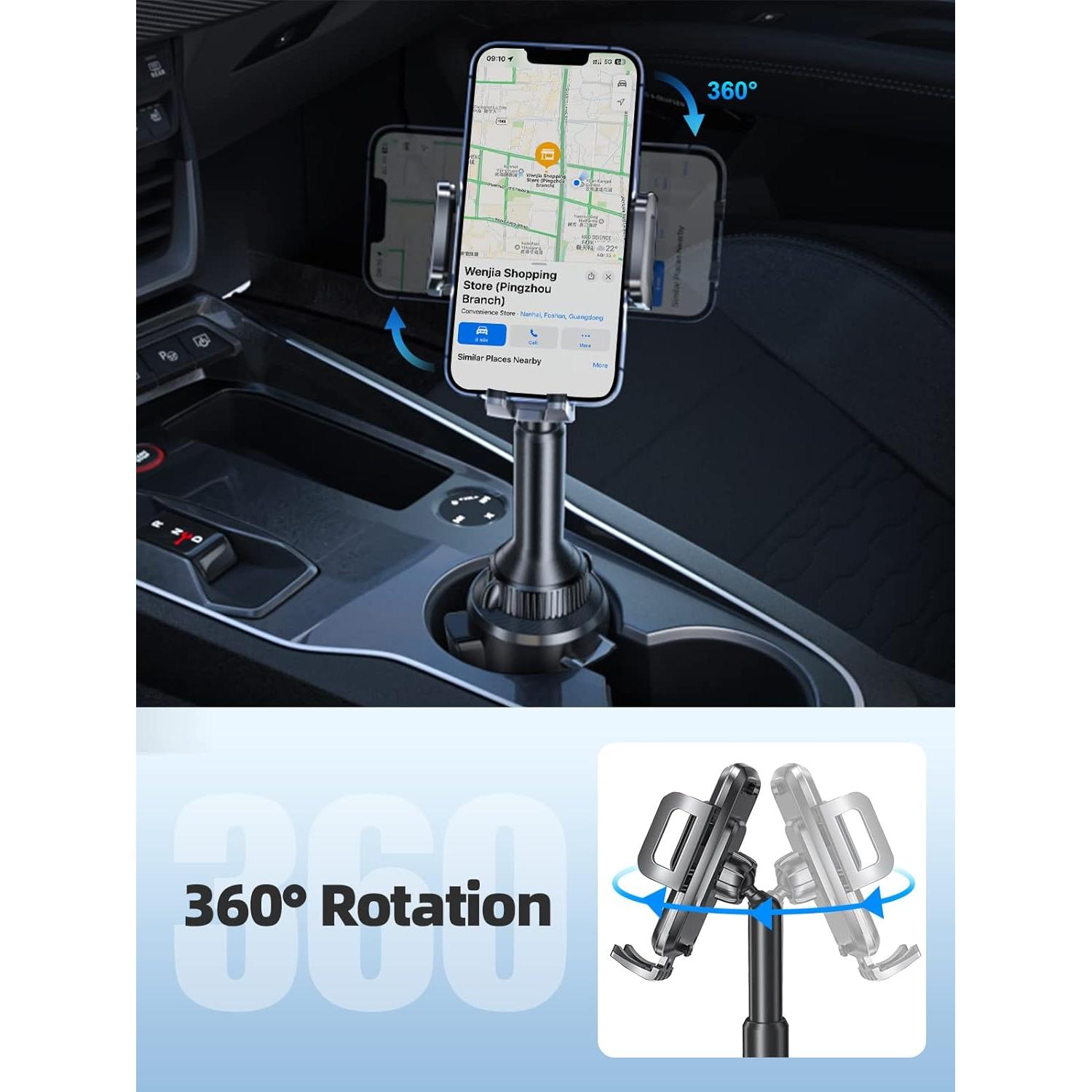 Soporte para teléfono en taza TOPGO ajustable - Negro