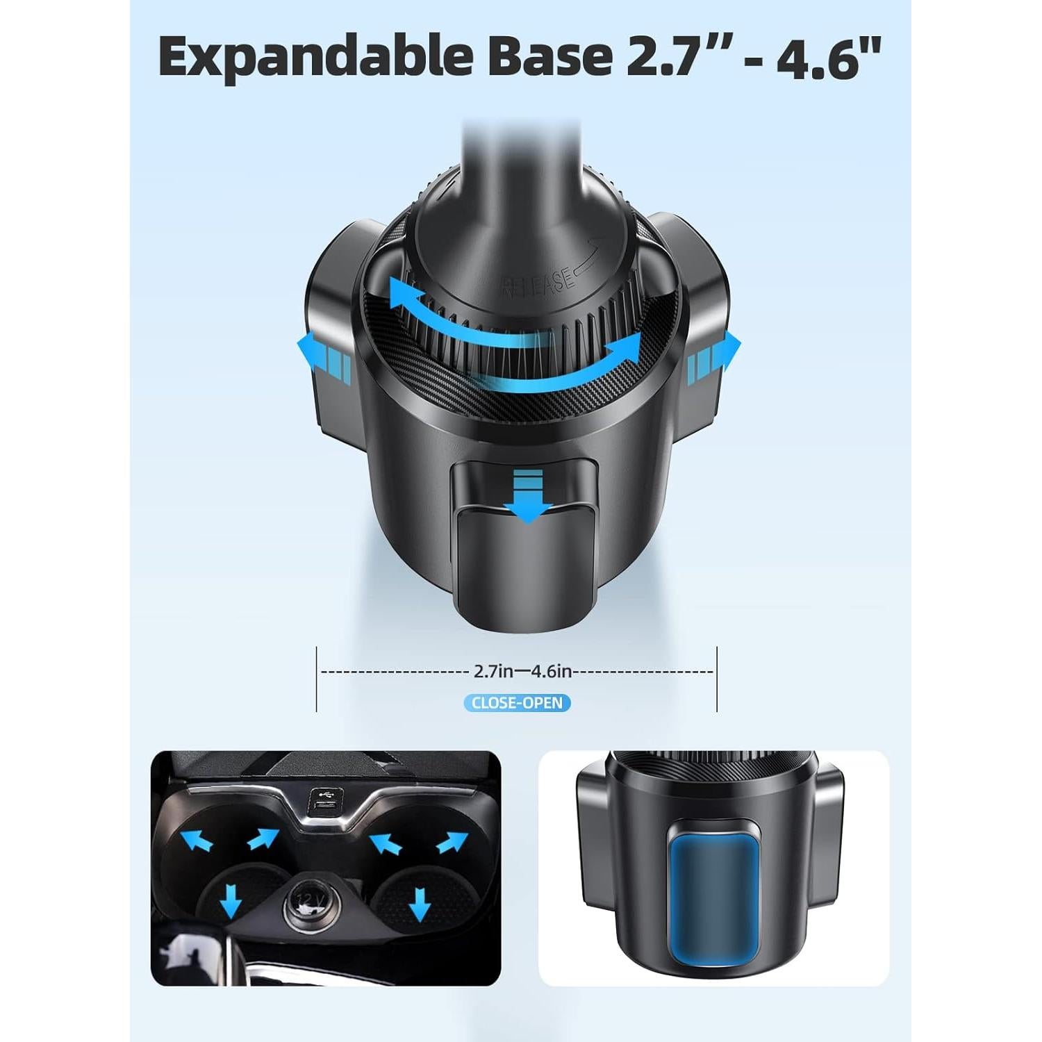 Soporte para teléfono en taza TOPGO ajustable - Negro