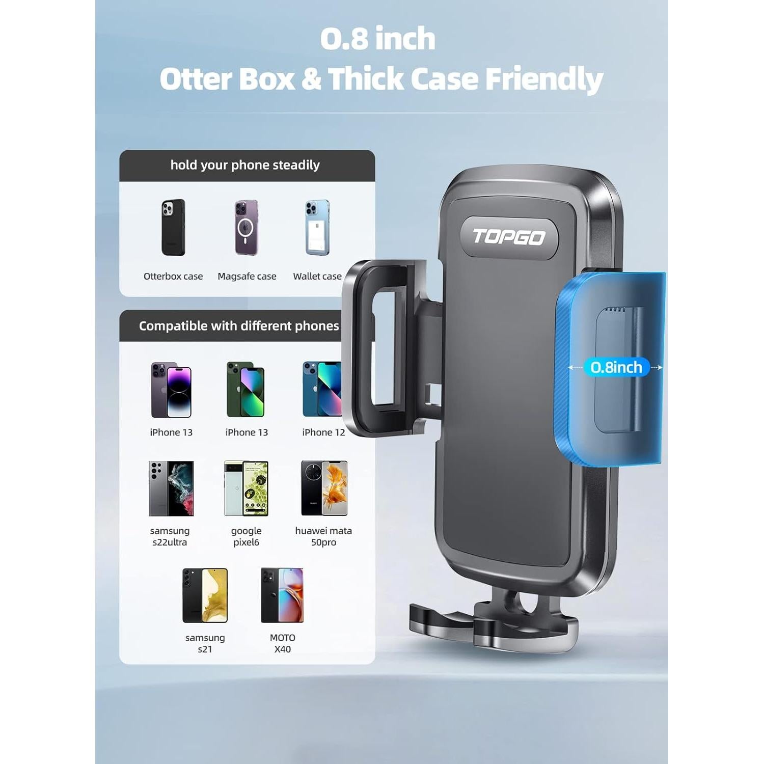 Soporte para teléfono en taza TOPGO ajustable - Negro