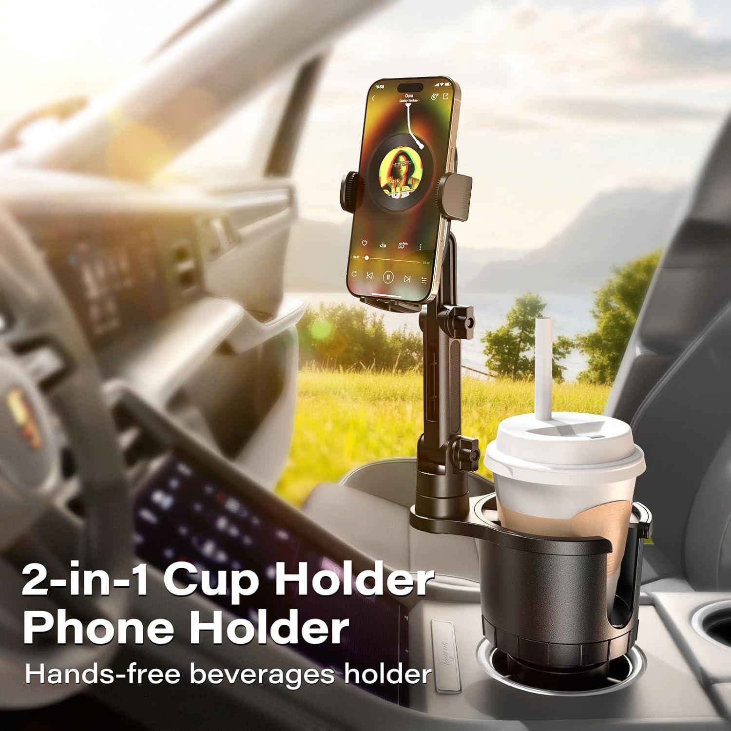 Soporte 2 en 1 para teléfono y taza APPS2Car - Ajustable