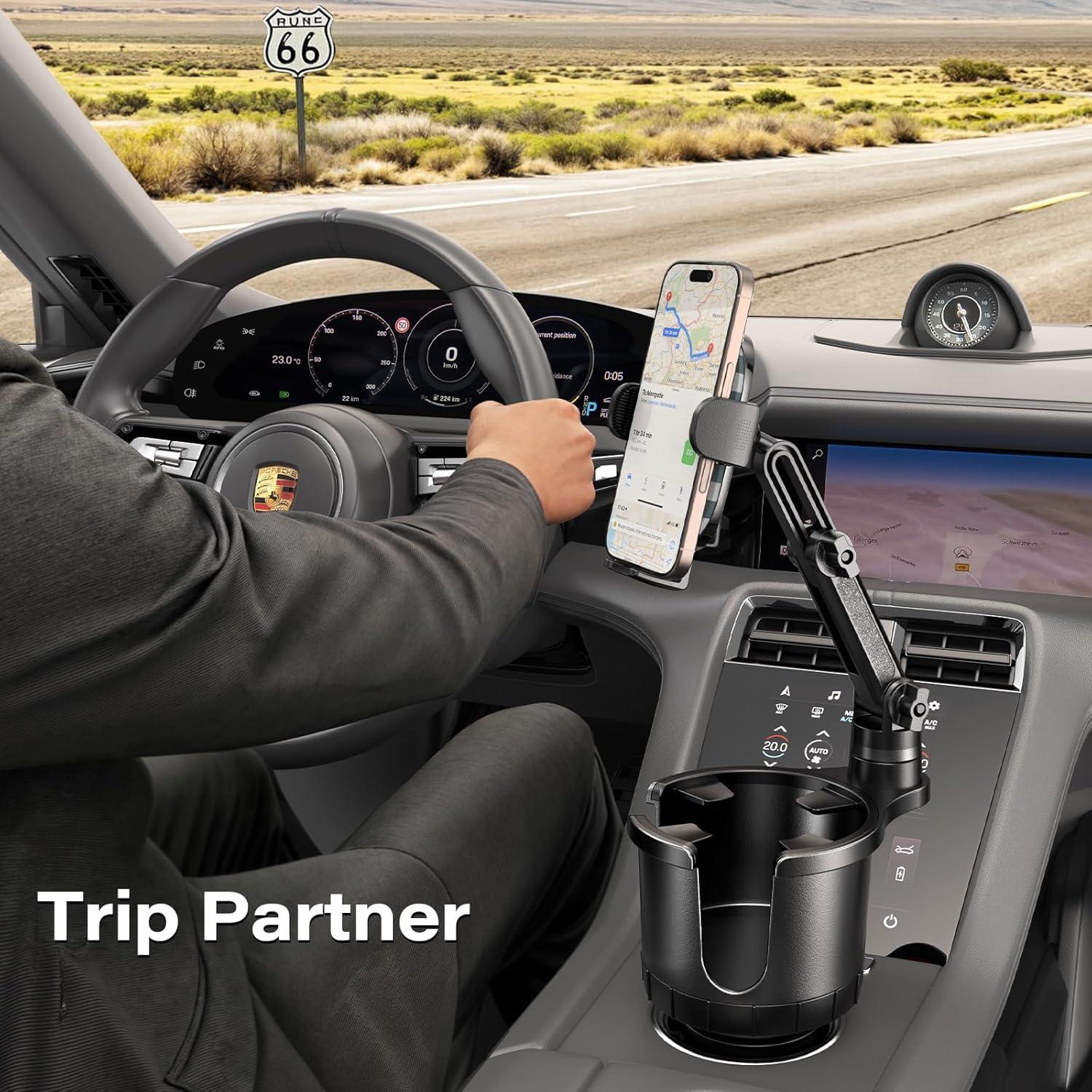 Soporte 2 en 1 para teléfono y taza APPS2Car - Ajustable