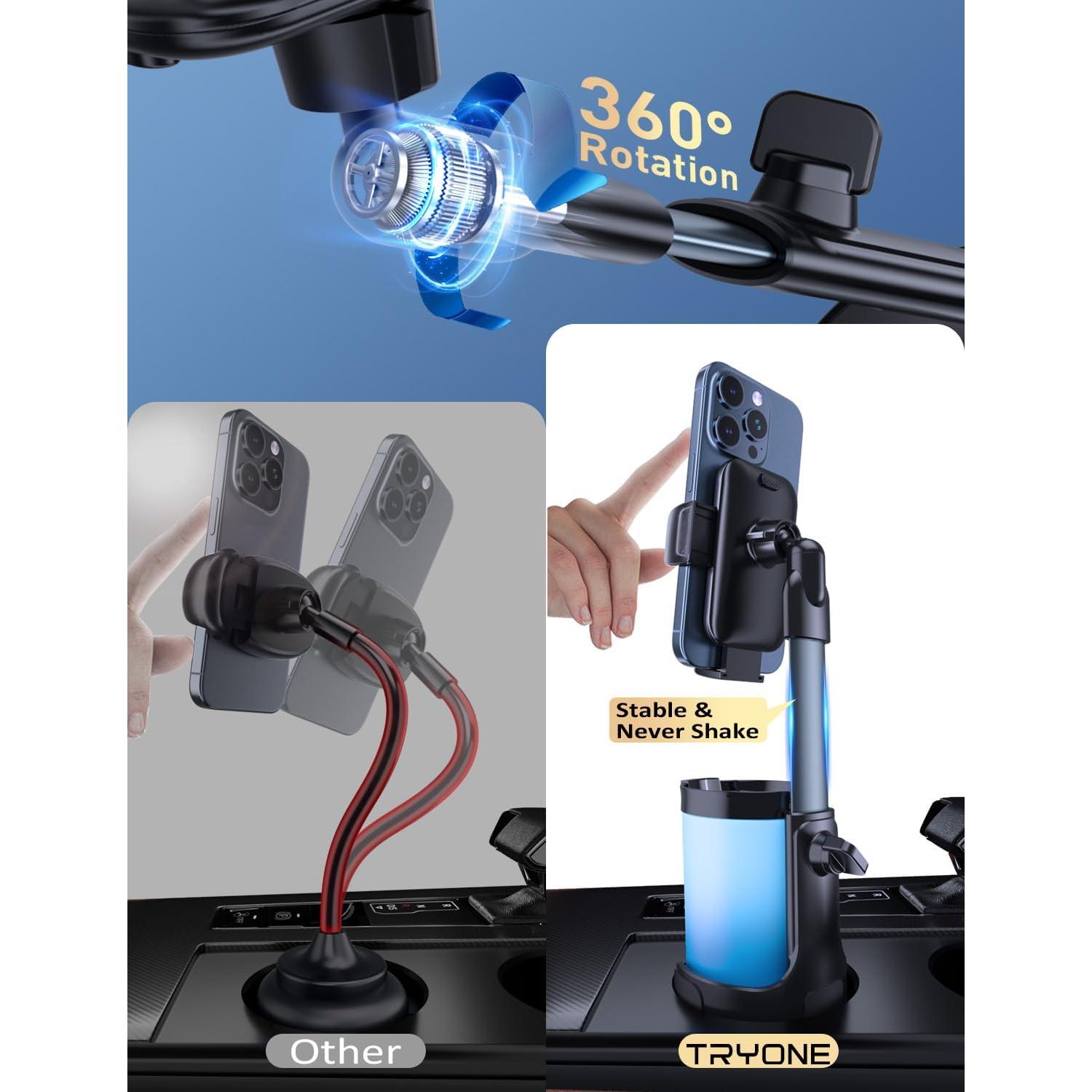 Soporte para Teléfono en Portavasos TRYONE Ajustable 4-7"