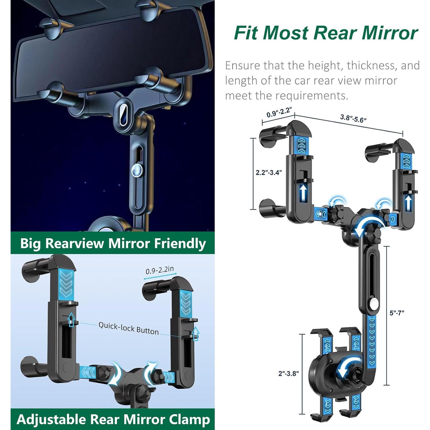 Soporte para Teléfono en Espejo Retrovisor PKYAA 360° Ajustable