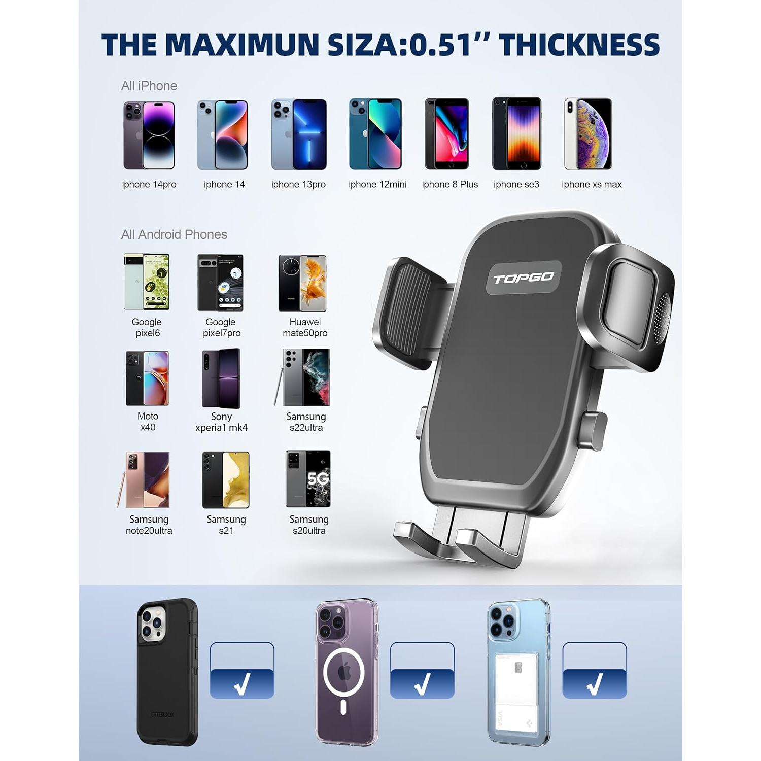 Soporte para Teléfono en Auto TOPGO Ajustable Negro