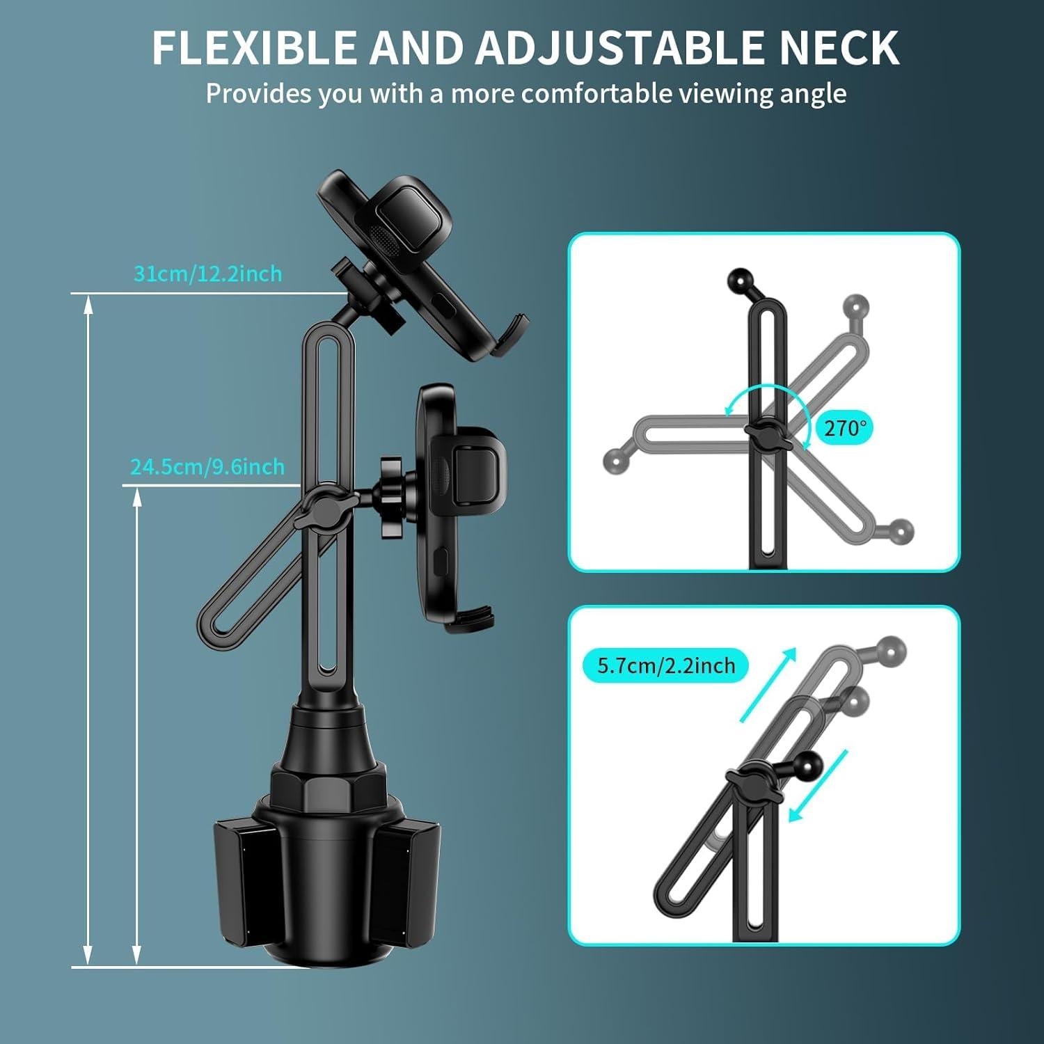 Soporte de Teléfono para Coche Flaviao Ajustable Portavasos 360°