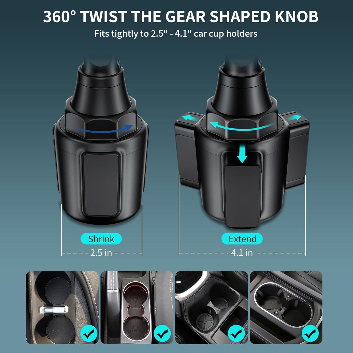 Soporte de Teléfono para Coche Flaviao Ajustable Portavasos 360°