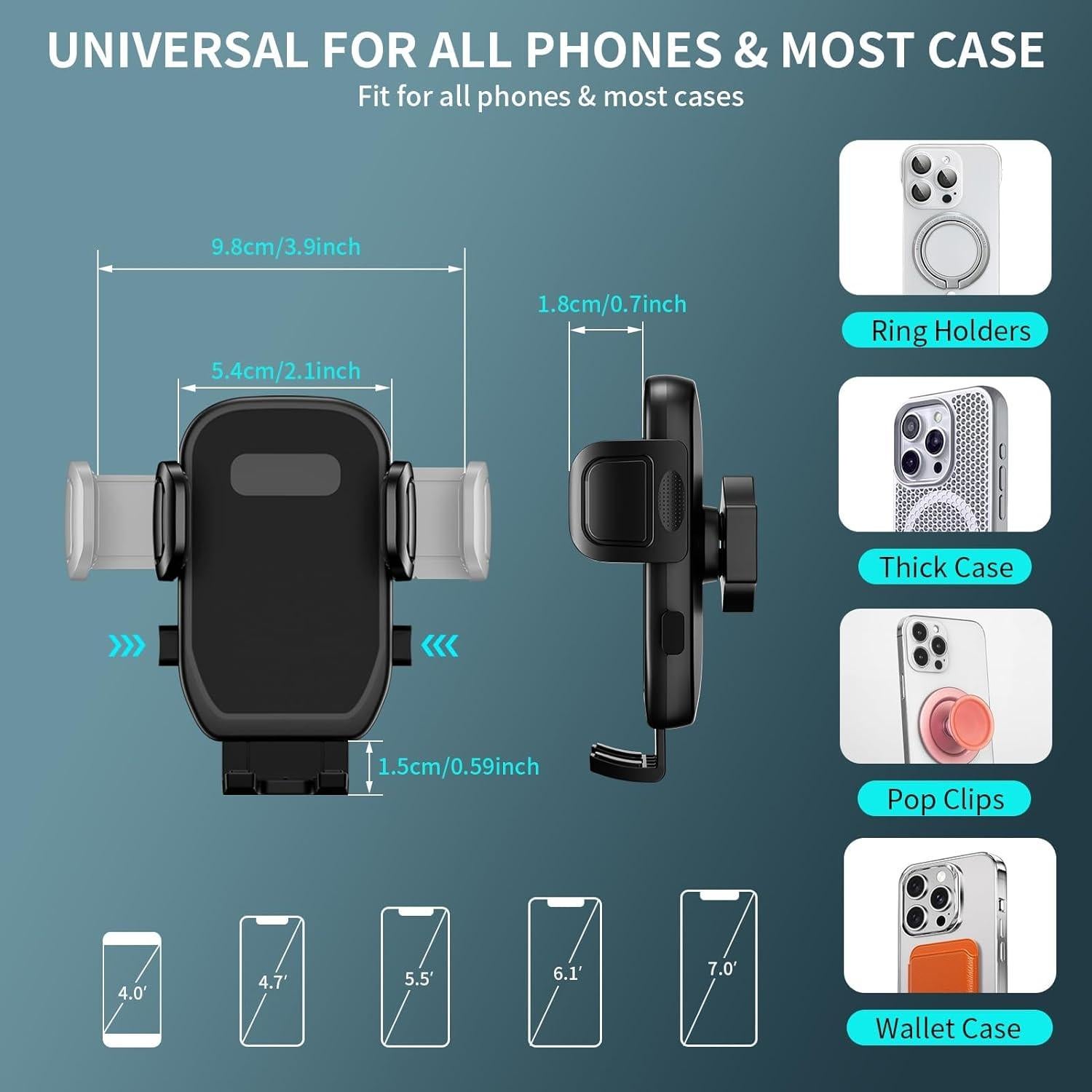 Soporte de Teléfono para Coche Flaviao Ajustable Portavasos 360°