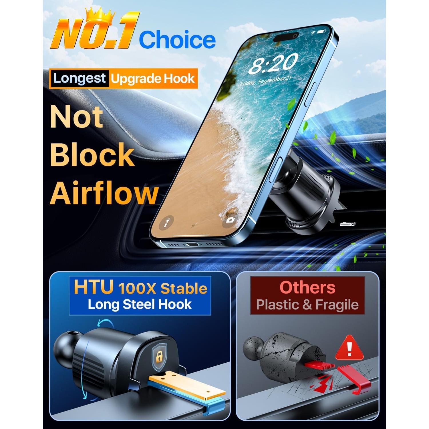 Soporte Magnético para Teléfono HTU para Auto - Negro