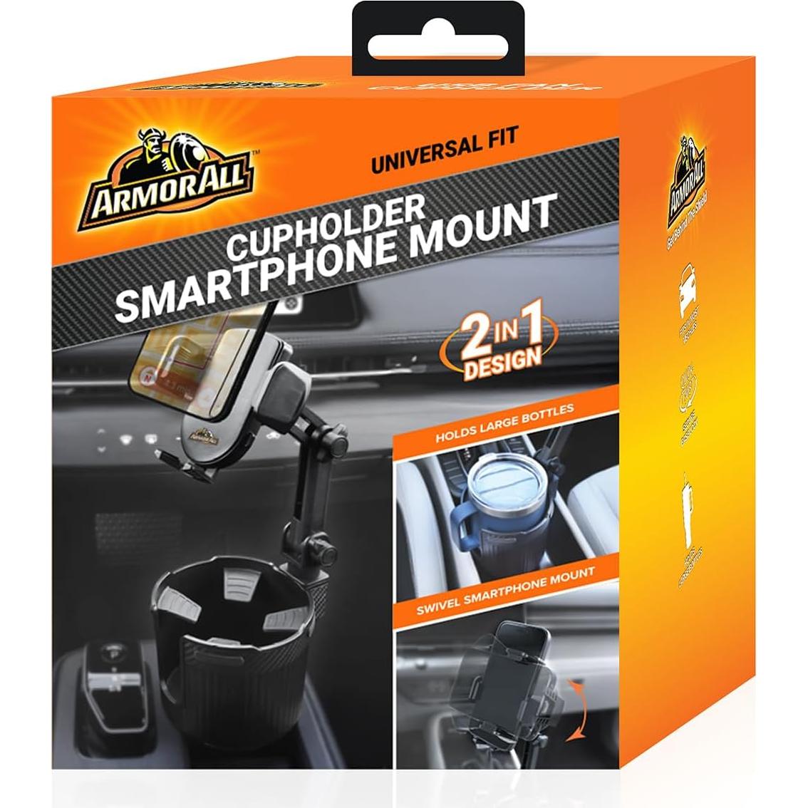 Soporte para Teléfono Celular con Portavasos Armor All 2 en 1