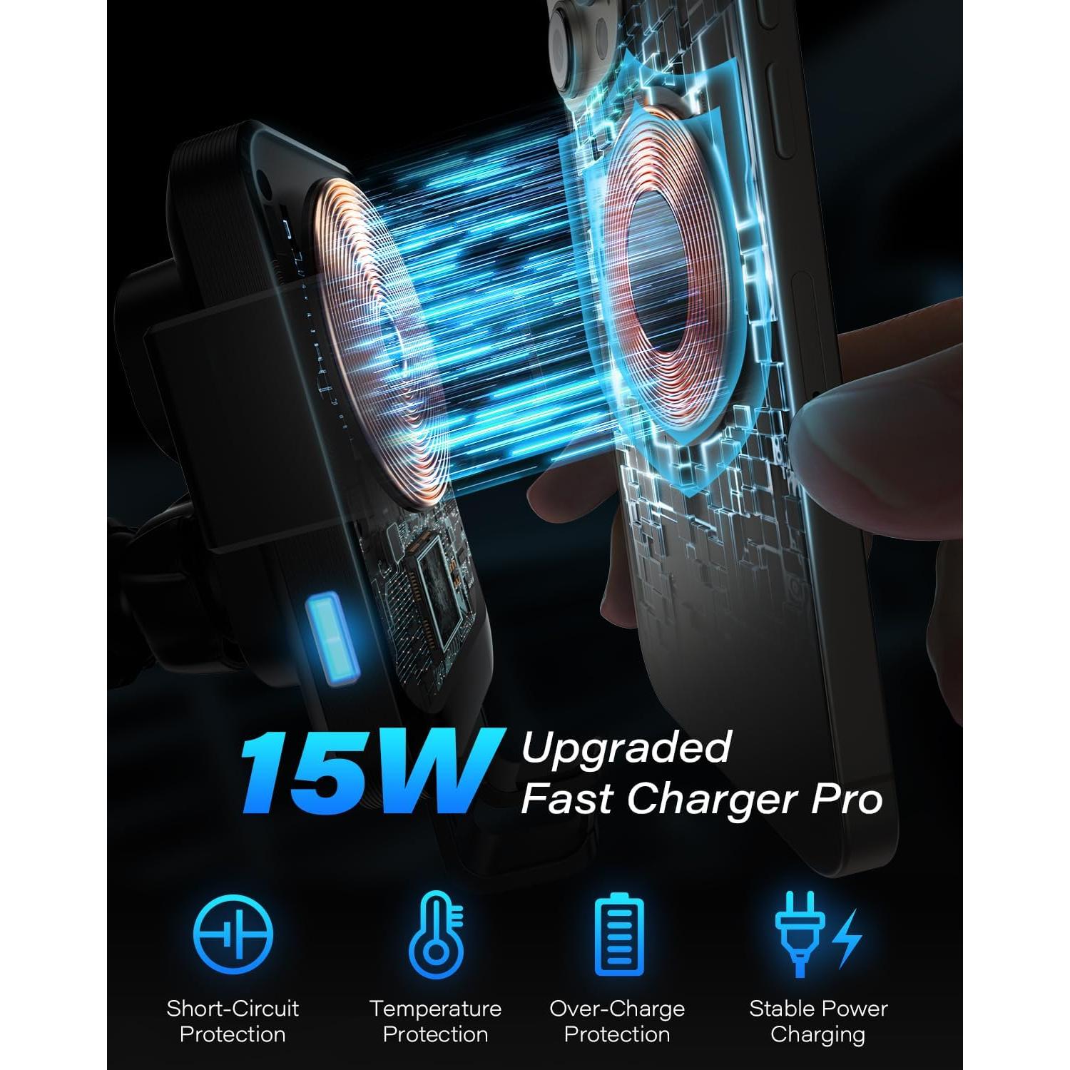 Soporte de teléfono para coche 1Zero con carga inalámbrica 15W