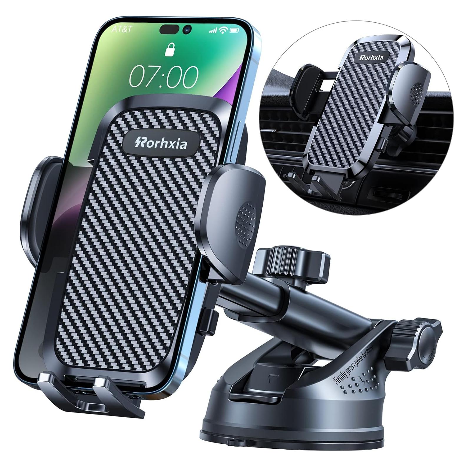 Soporte para Teléfono de Coche Rorhxia 3-en-1 Ajustable Negro