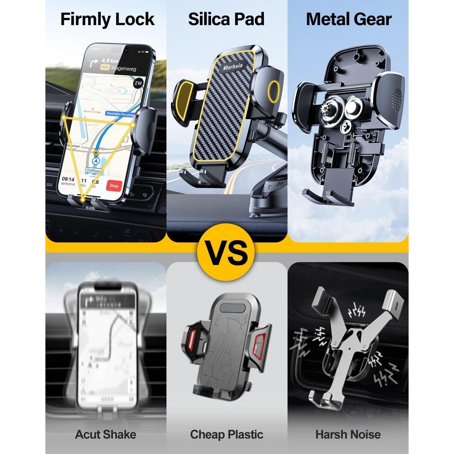 Soporte para Teléfono de Coche Rorhxia 3-en-1 Ajustable Negro