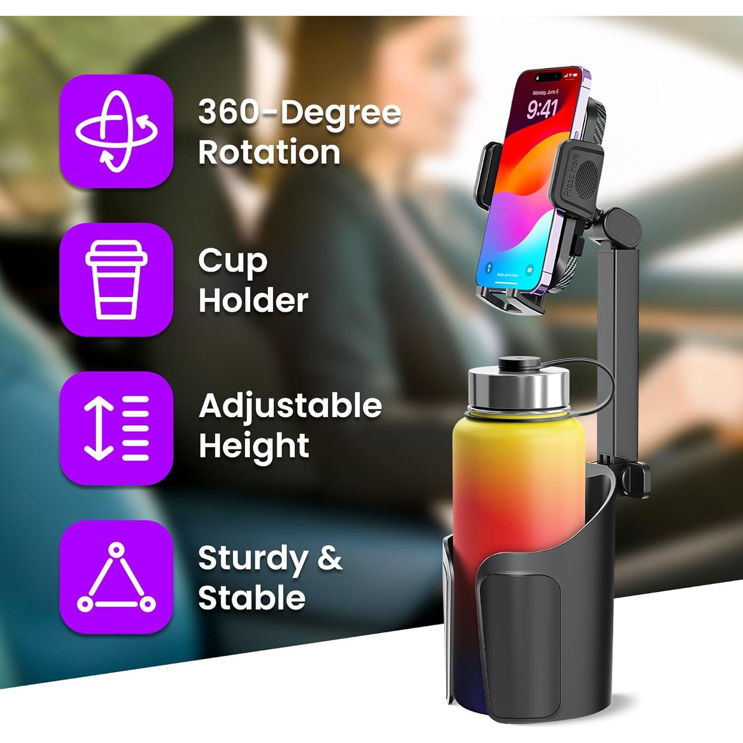 Soporte para Teléfono y Portavasos 2 en 1 Blarie Ajustable