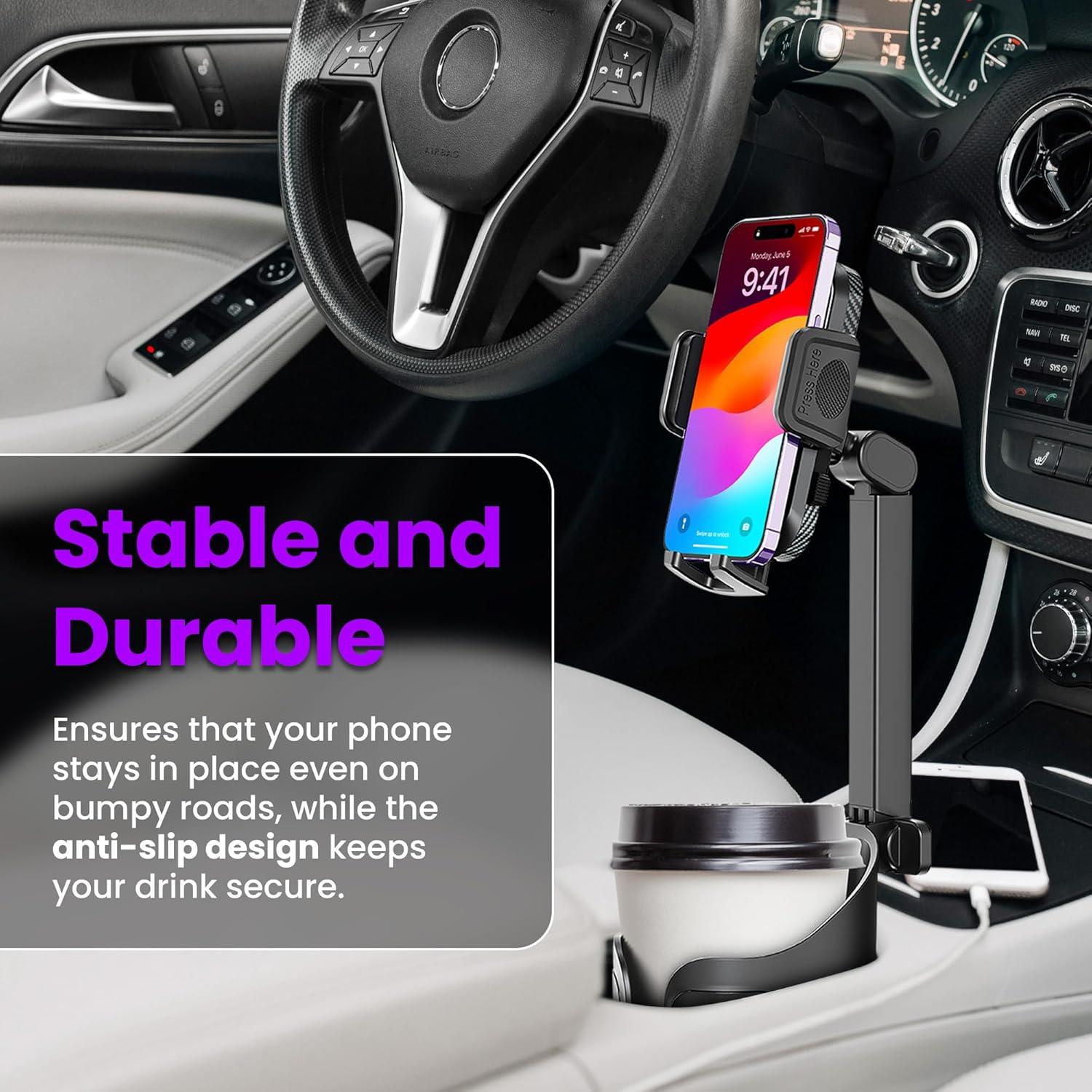 Soporte para Teléfono y Portavasos 2 en 1 Blarie Ajustable