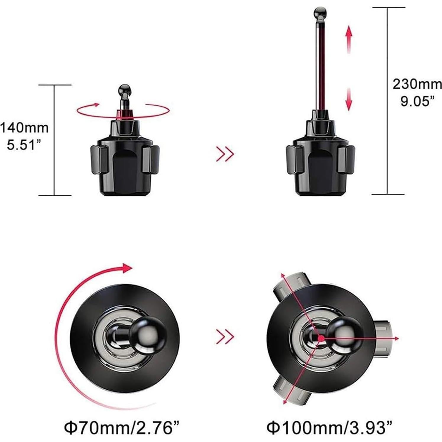 Soporte para Teléfono y Tablet en Portavasos leQuiven - Ajustable, Negro