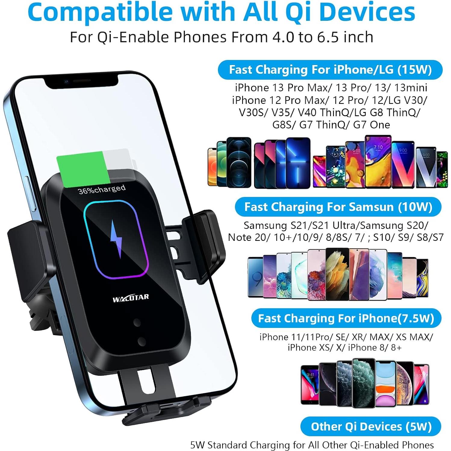 Soporte para Teléfono con Cargador Inalámbrico 15W HVDI