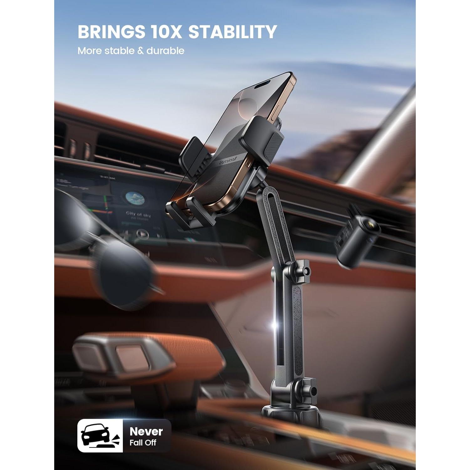 Soporte para teléfono Lamicall ajustable para coche - Negro