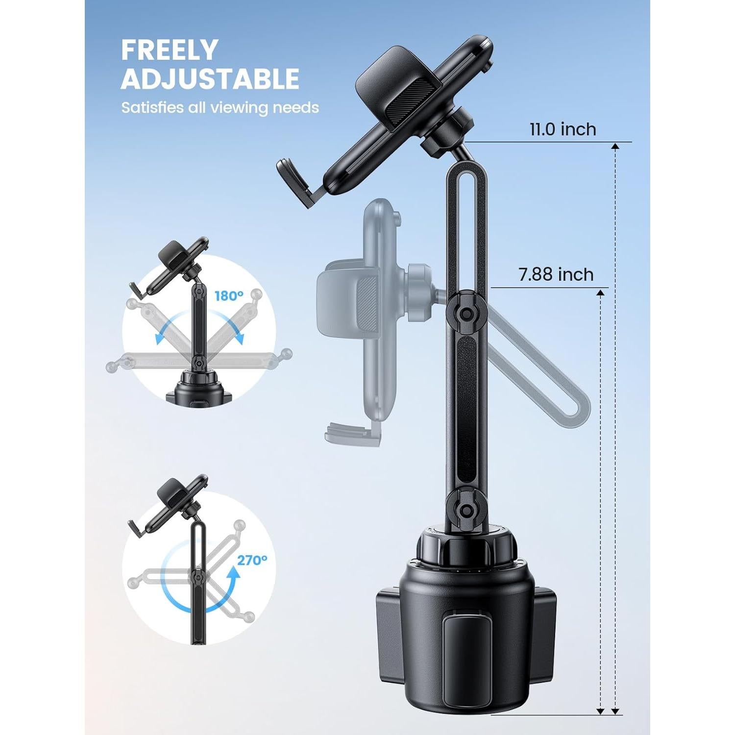 Soporte para teléfono Lamicall ajustable para coche - Negro