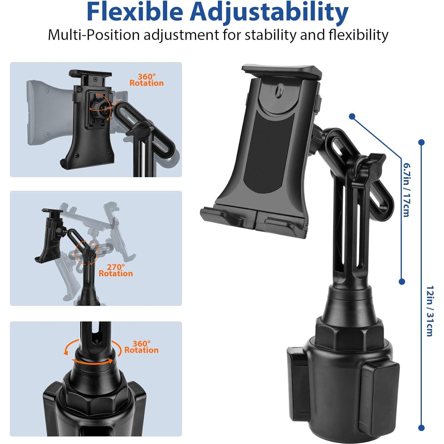 Soporte para teléfono y tablet en taza de coche leQuiven - Negro