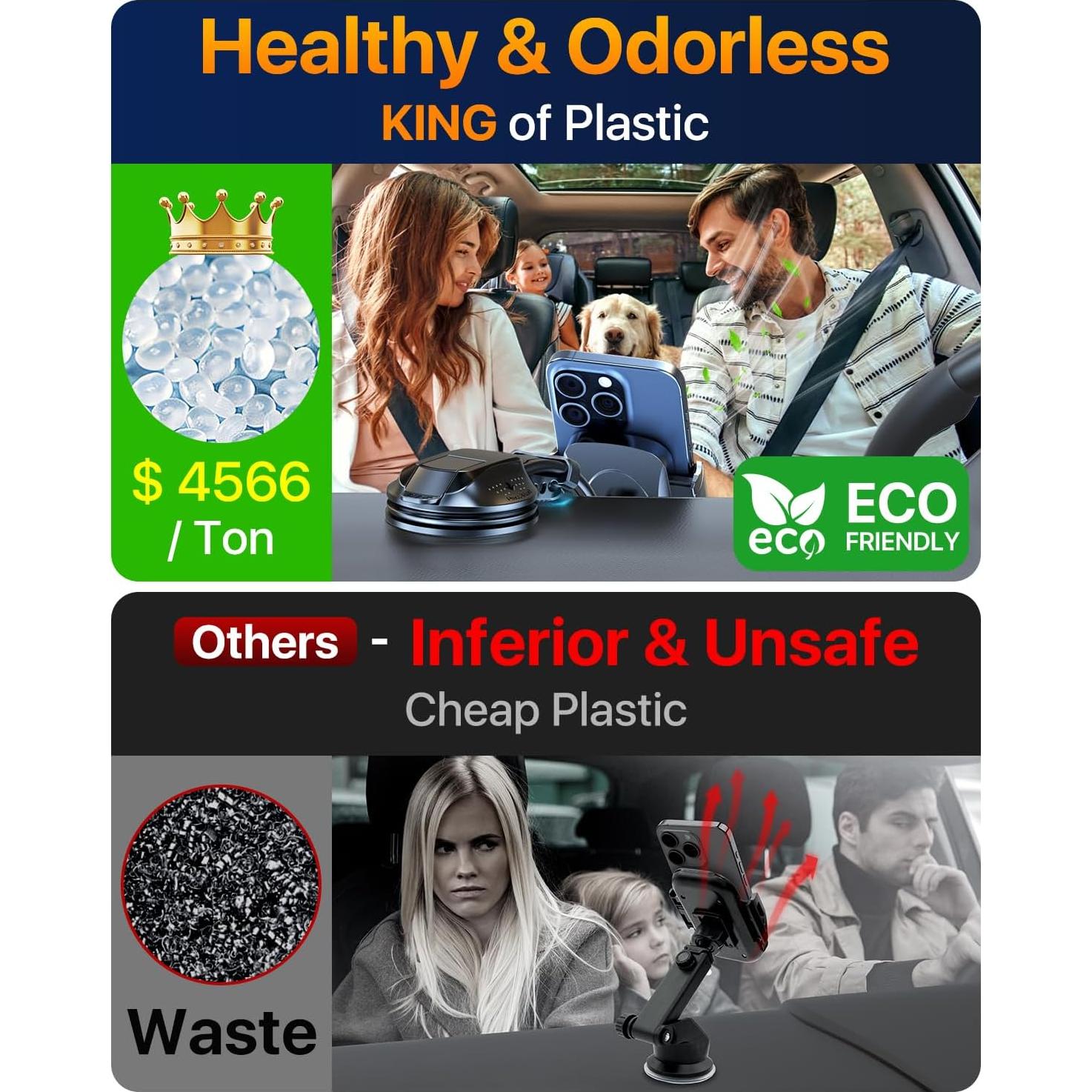 Soporte para Teléfono de Coche HTU 4 en 1 Negro - Alta Succión