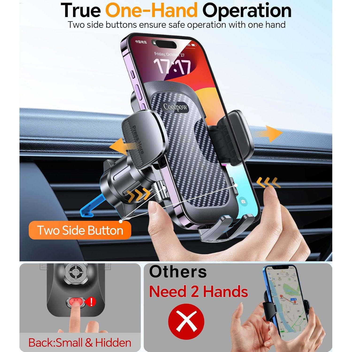 Soporte para Teléfono de Coche Coolpow XP19 Ajustable 360°