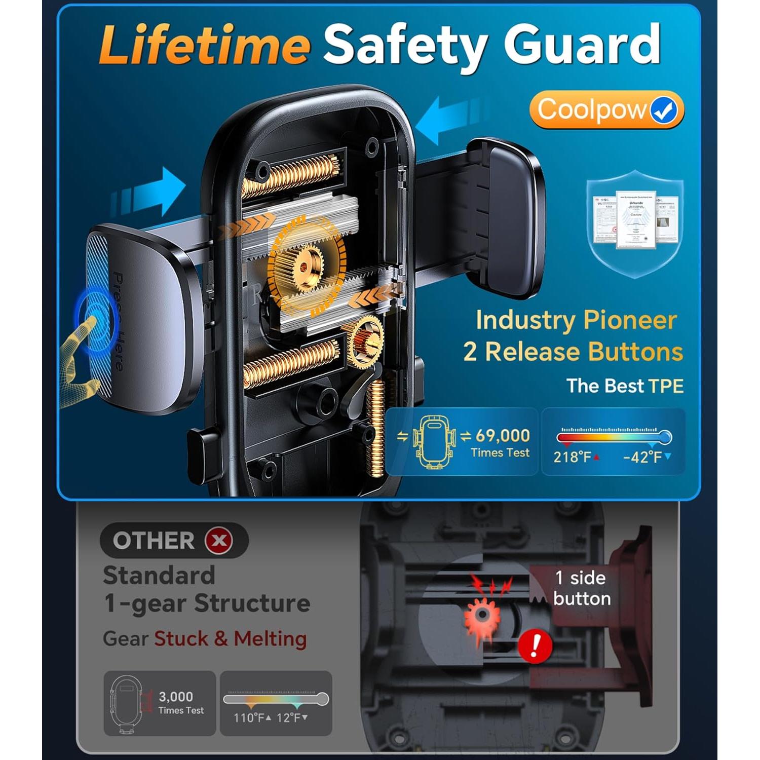 Soporte para Teléfono de Coche Coolpow XP19 Ajustable 360°