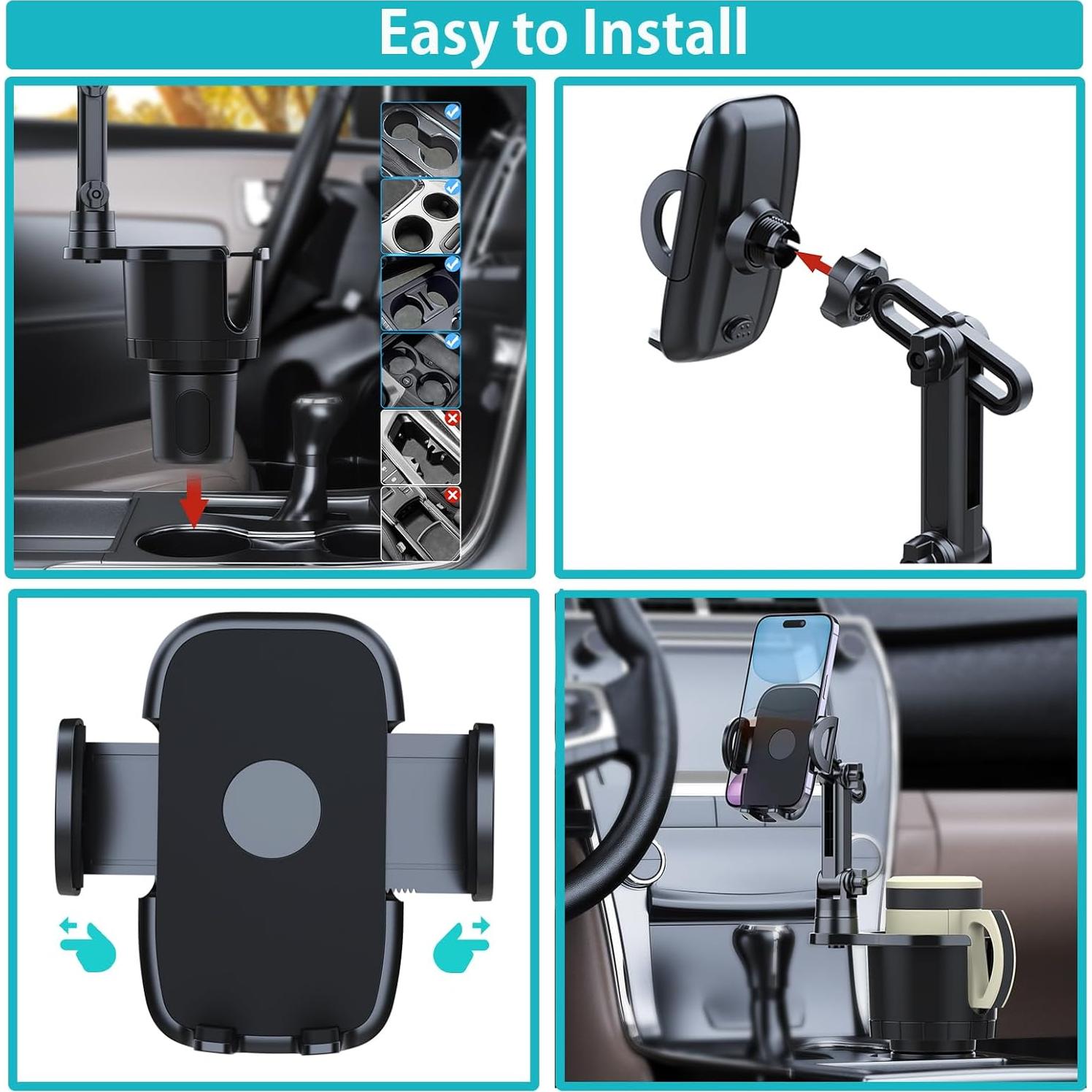 Soporte para Teléfono en Portavasos Gezoark 2 en 1 Ajustable