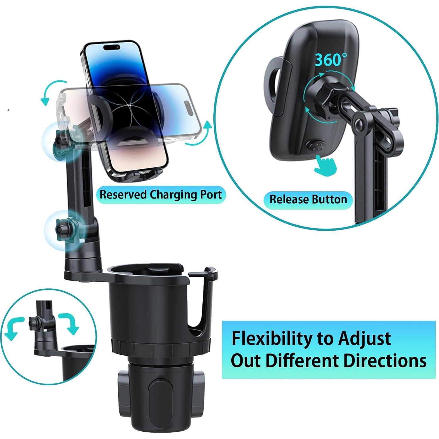 Soporte para Teléfono en Portavasos Gezoark 2 en 1 Ajustable