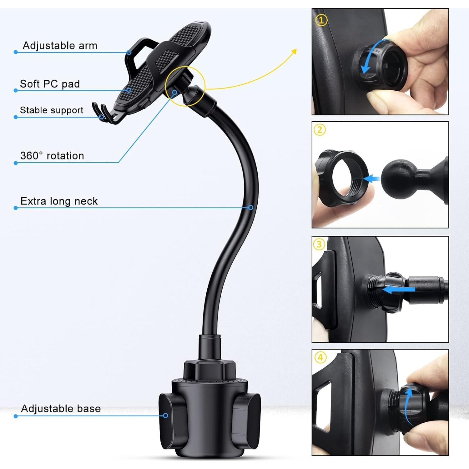 Soporte para teléfono en taza NeotrixQI ajustable 360°