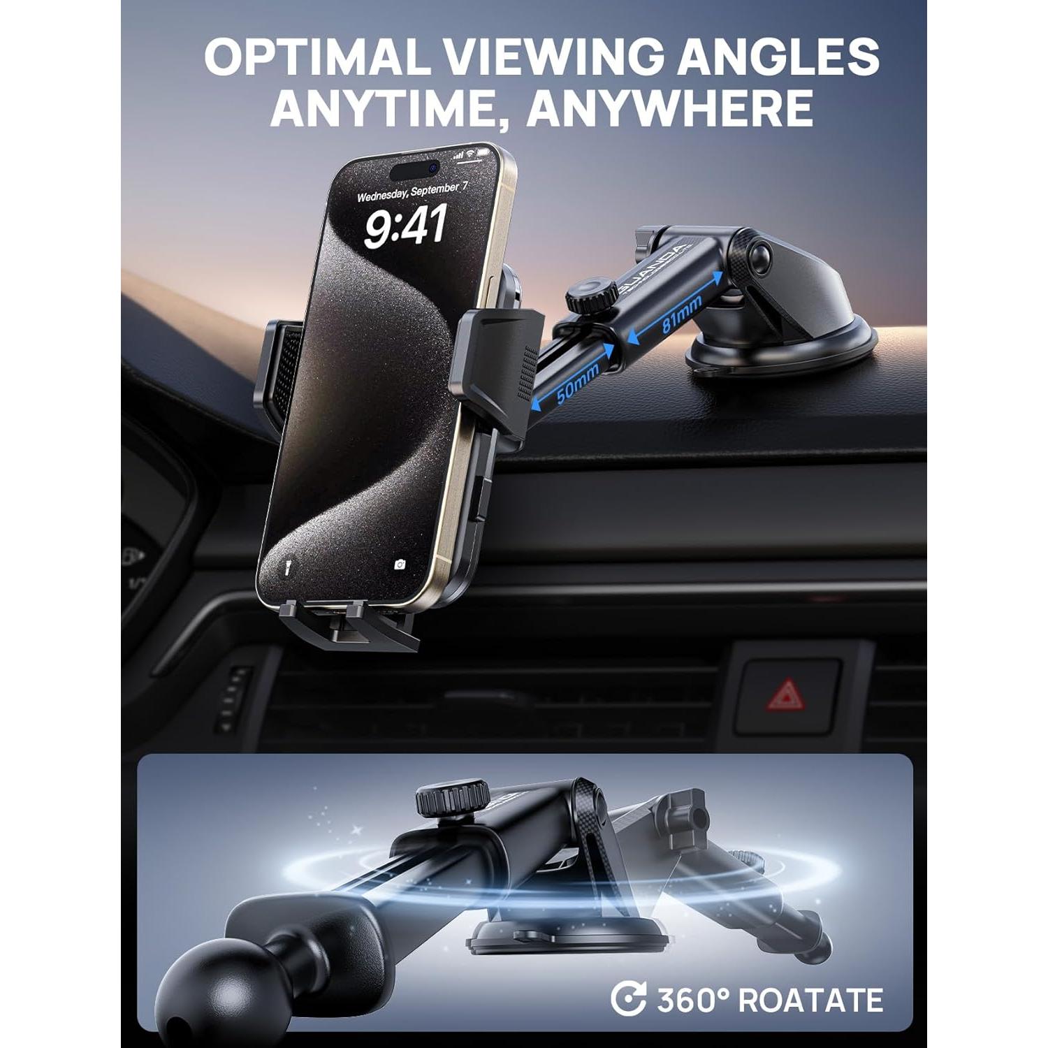 Soporte de Teléfono Ajustable GUANDA para Coche - Negro