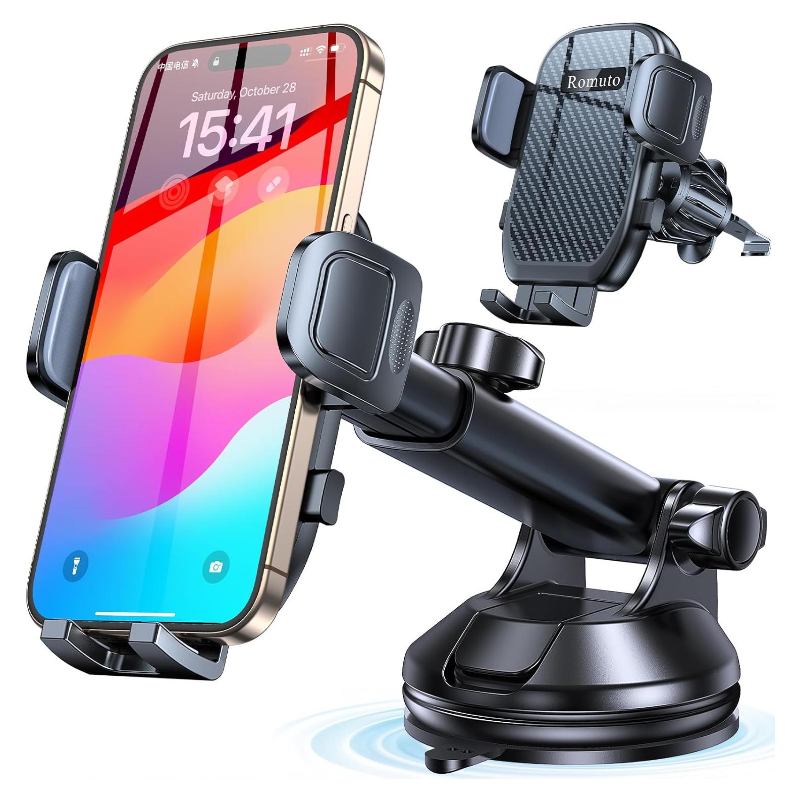 Car Phone Holder Mount【Windshield+Vent+Dash】Suction Cup Phone Holders for Your Car Phone Mount【Powerful Suction】Cell Phone Mounts for Truck Stand Dashboard car mount for iPhone 16 15 14 Pro Max