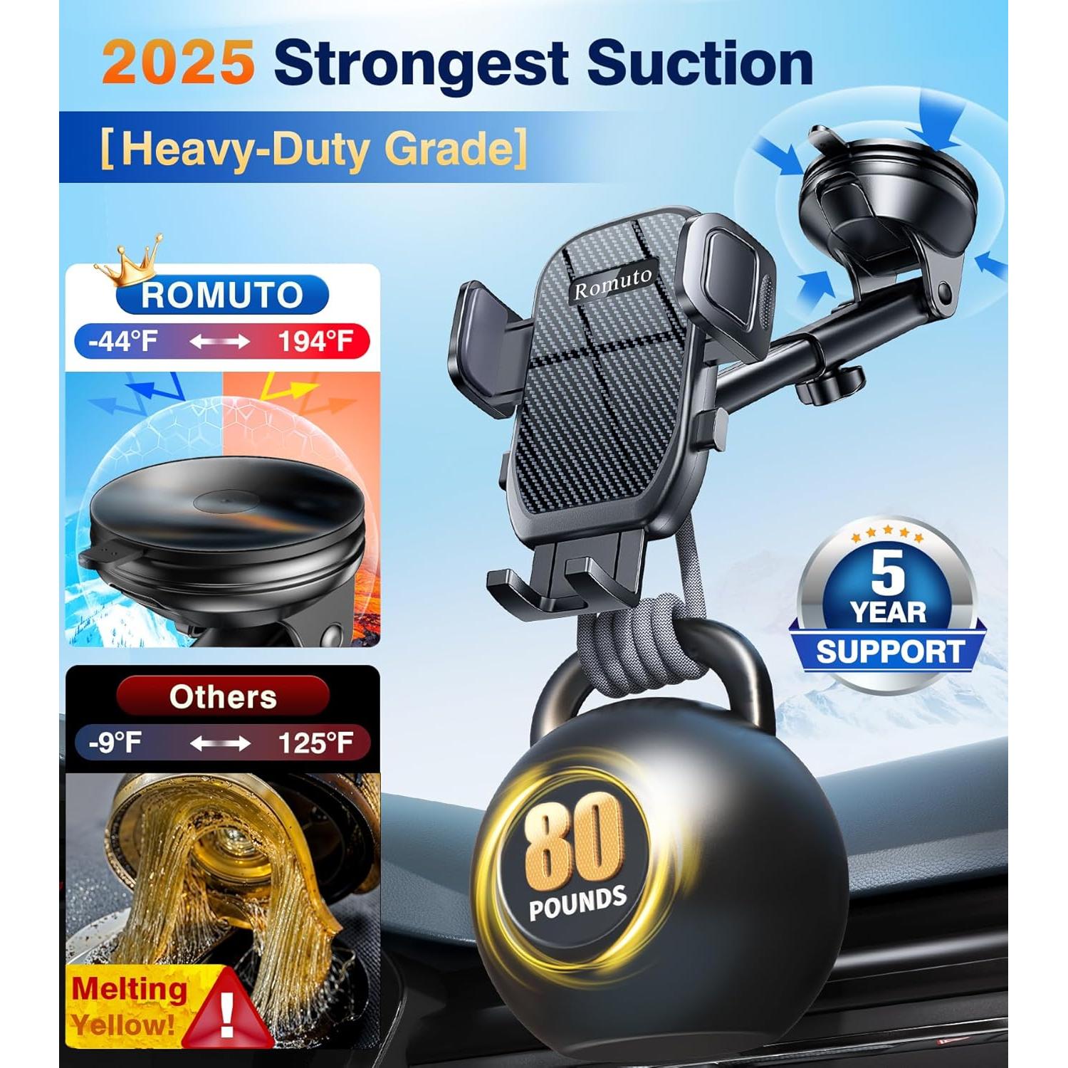 Car Phone Holder Mount【Windshield+Vent+Dash】Suction Cup Phone Holders for Your Car Phone Mount【Powerful Suction】Cell Phone Mounts for Truck Stand Dashboard car mount for iPhone 16 15 14 Pro Max