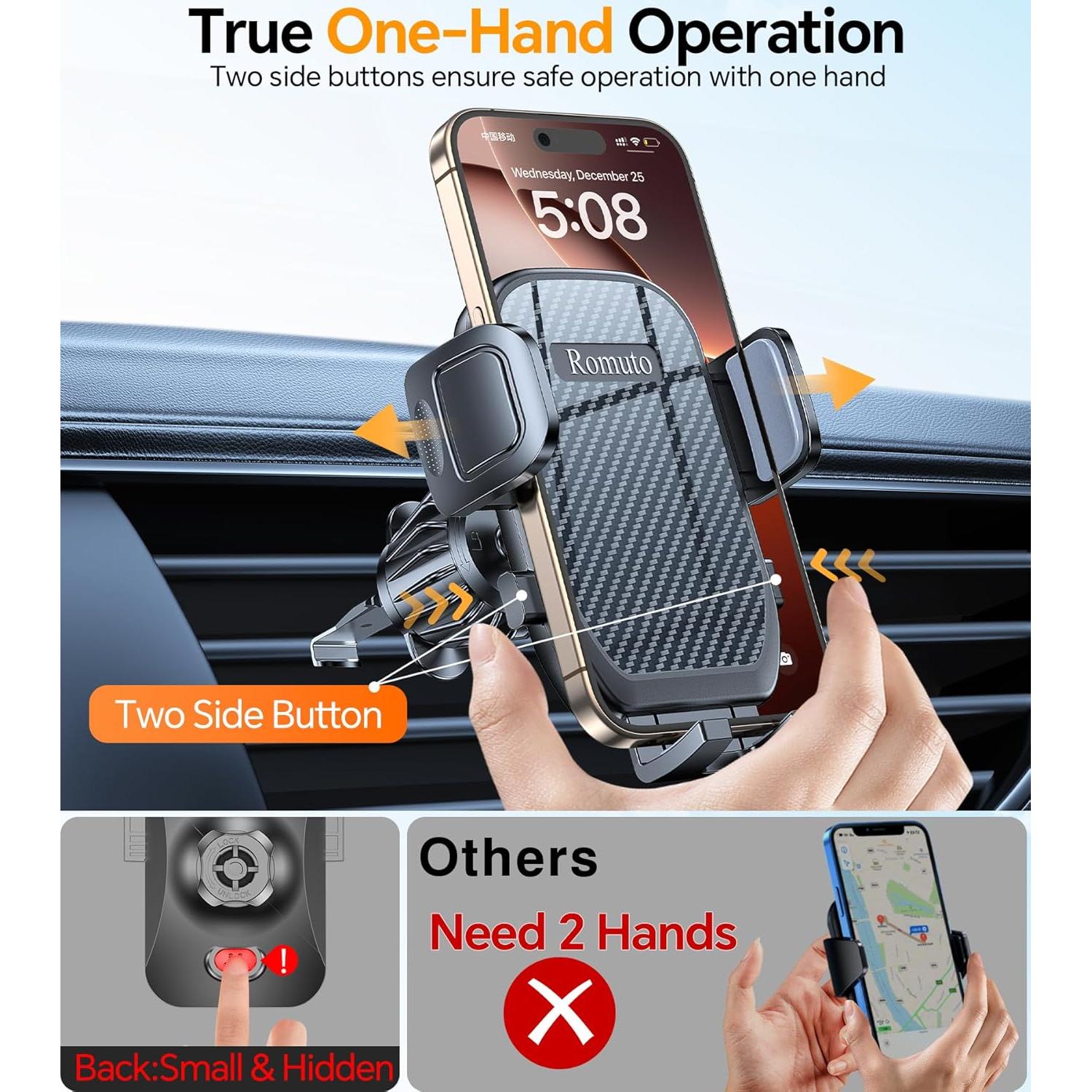 Car Phone Holder Mount【Windshield+Vent+Dash】Suction Cup Phone Holders for Your Car Phone Mount【Powerful Suction】Cell Phone Mounts for Truck Stand Dashboard car mount for iPhone 16 15 14 Pro Max