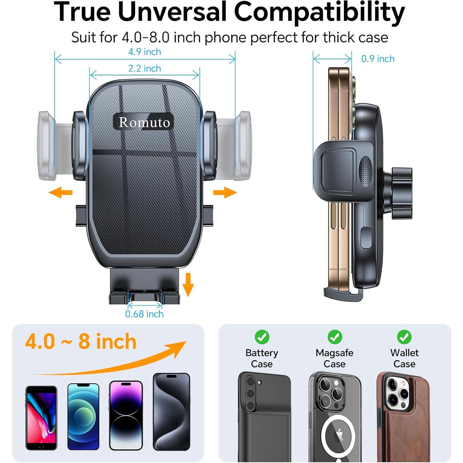 Car Phone Holder Mount【Windshield+Vent+Dash】Suction Cup Phone Holders for Your Car Phone Mount【Powerful Suction】Cell Phone Mounts for Truck Stand Dashboard car mount for iPhone 16 15 14 Pro Max