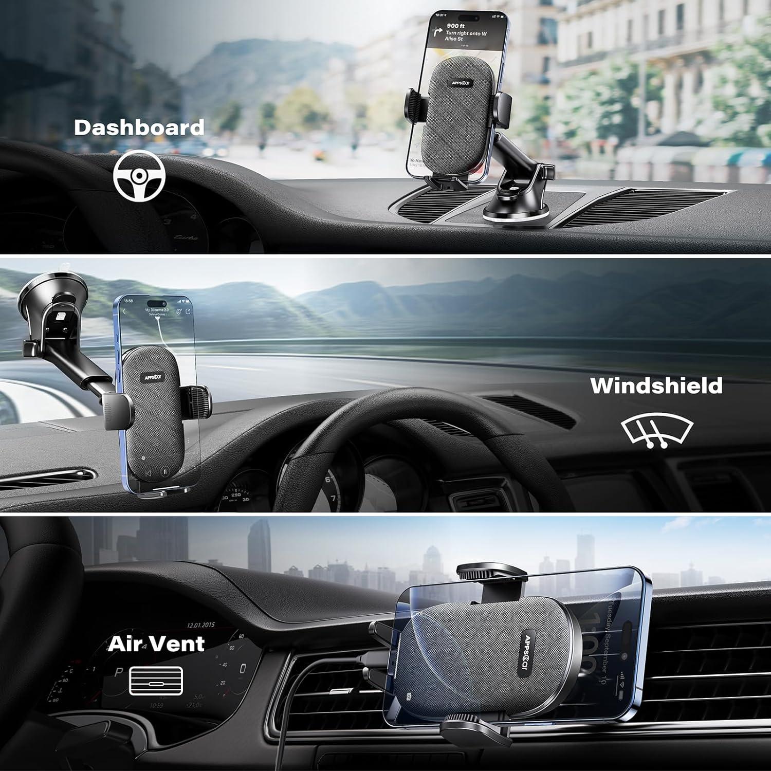 Soporte para Teléfono de Automóvil APPS2Car 3 en 1 Negro