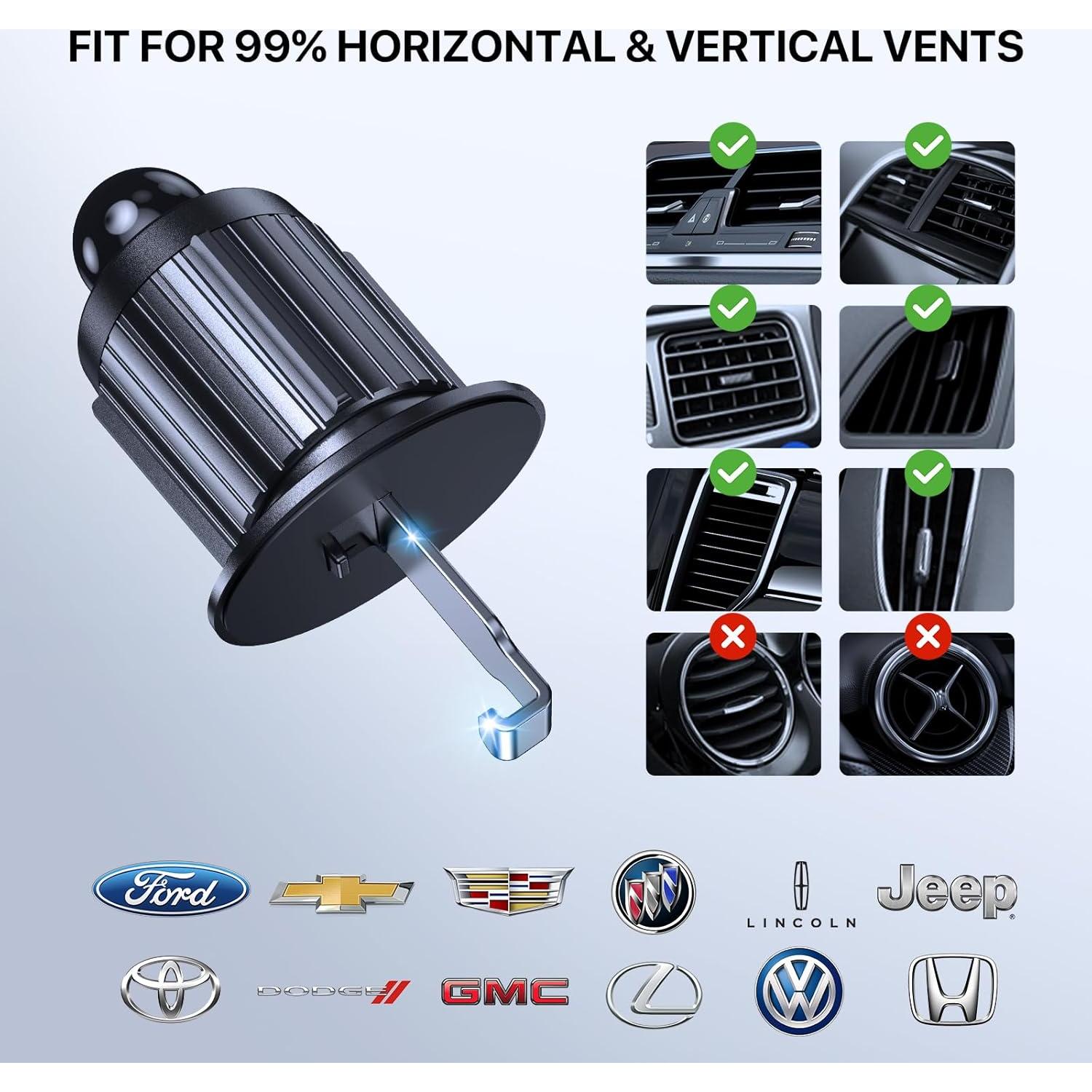 Car Phone Holder Mount, [Upgraded Vent Clip Never Fall Off] Universal Phone Holders for Your Car, Hands Free Air Vent Cell Phone Mount Compatible with iPhone Samsung and All 4.0-7.0 inches