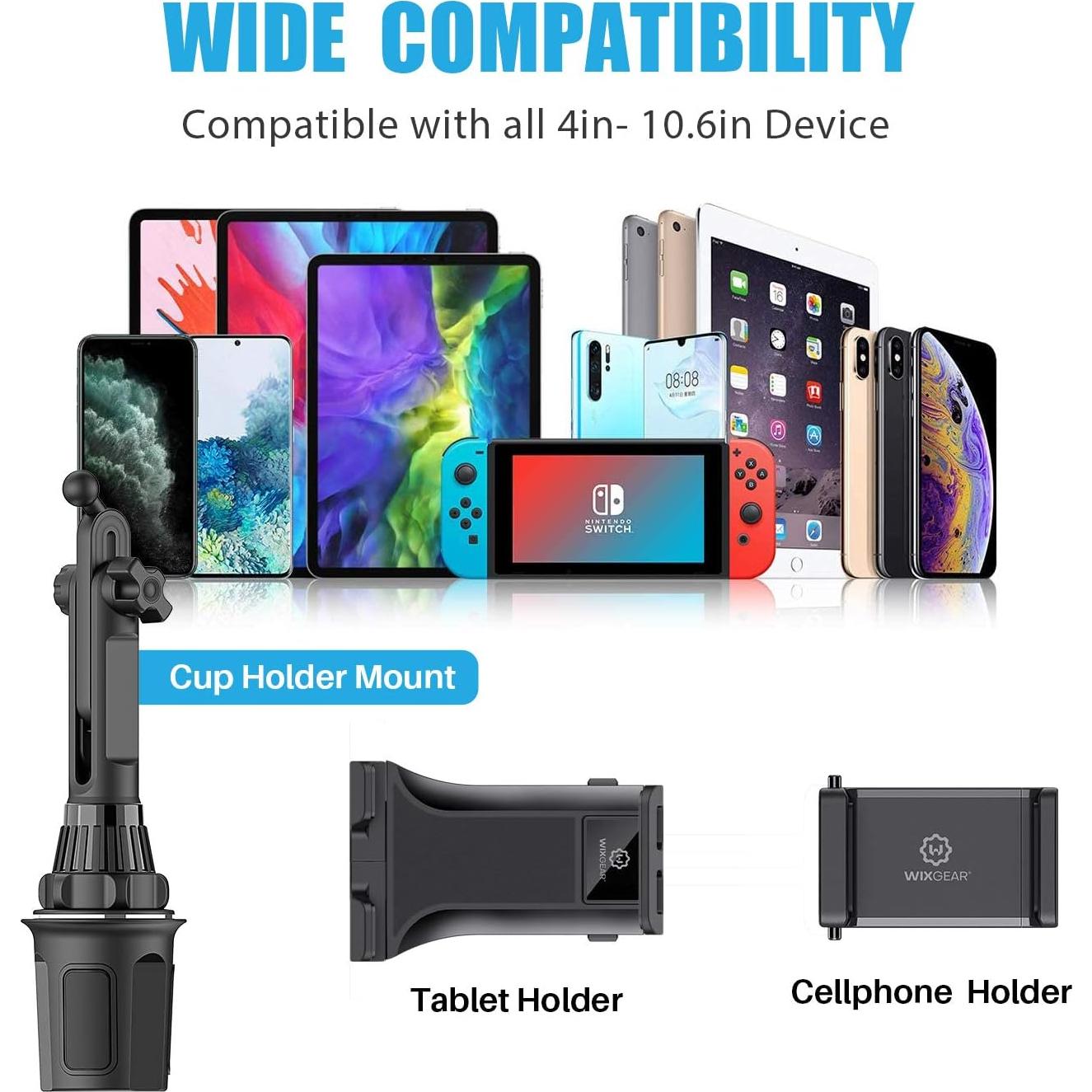 Soporte Ajustable para Tableta WizGear para Auto - Portavasos, 7" a 10.2"