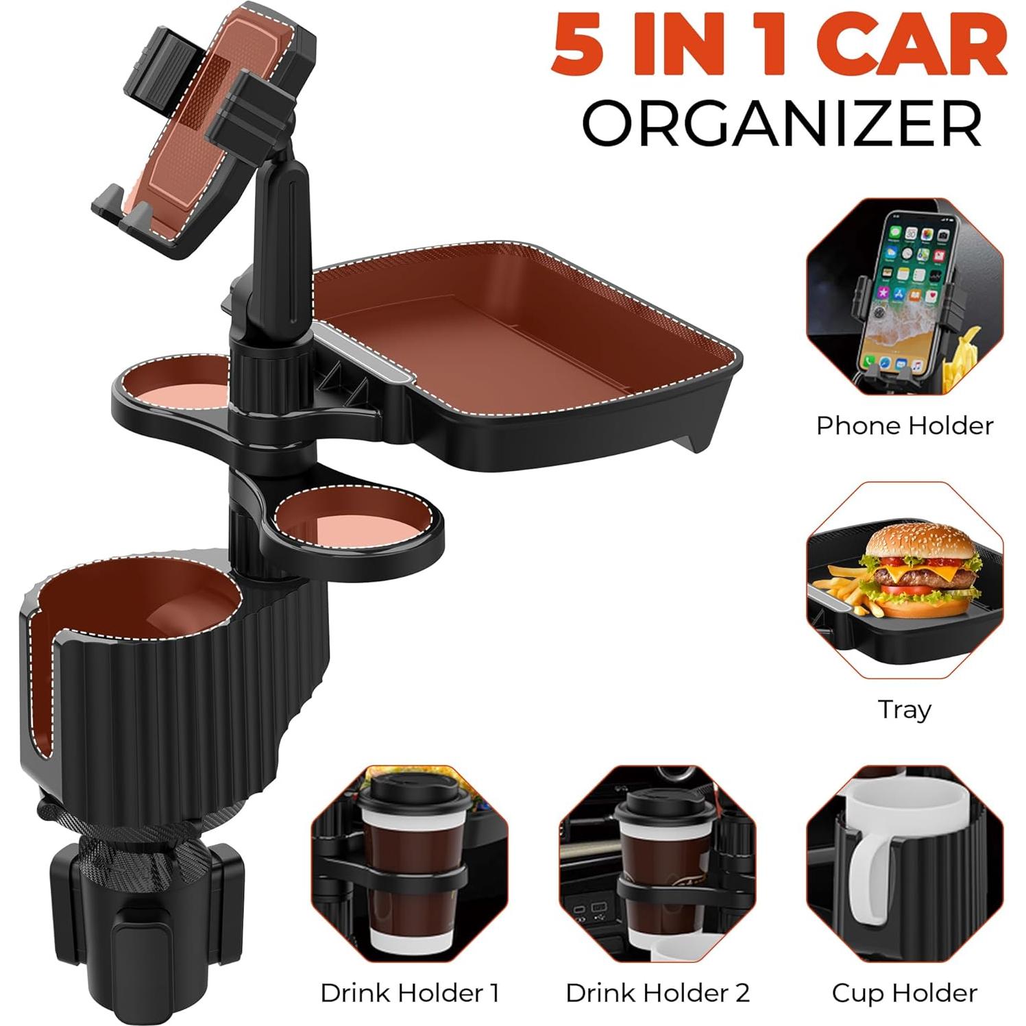 Soporte para Taza de Coche ITPY Universal 6-en-1 con Bandeja