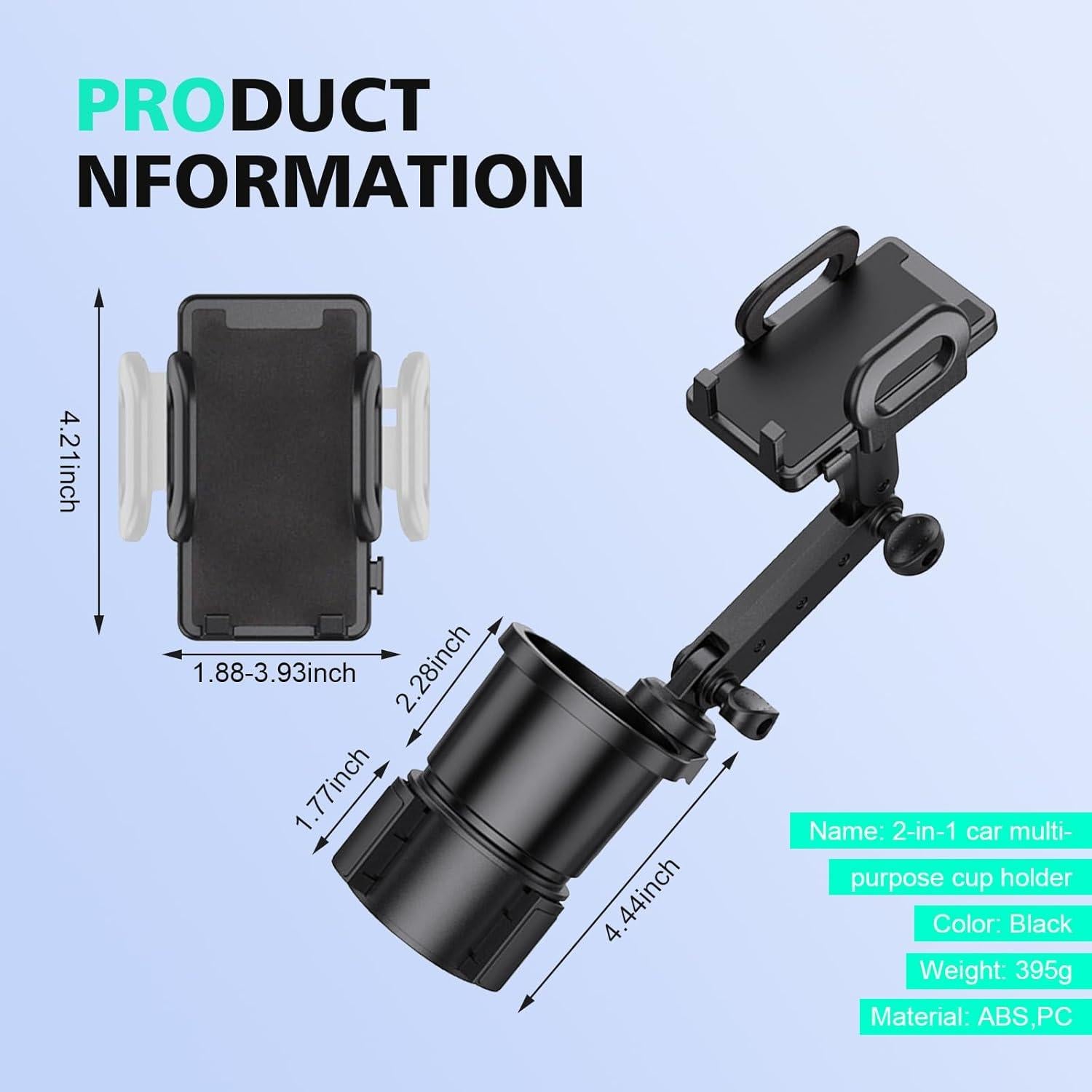 Soporte 2 en 1 para Teléfono y Taza GRANDI Ajustable Negro